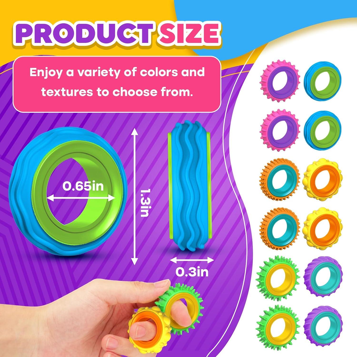 Anillos Antiestrés Texturizados KLT - Paquete de 12 Piezas