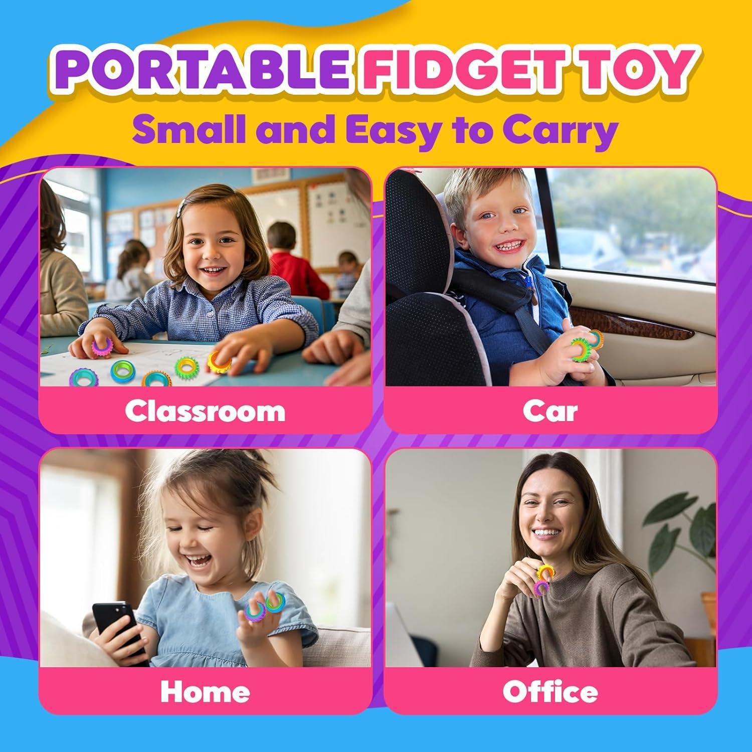 Anillos Antiestrés Texturizados KLT - Paquete de 12 Piezas