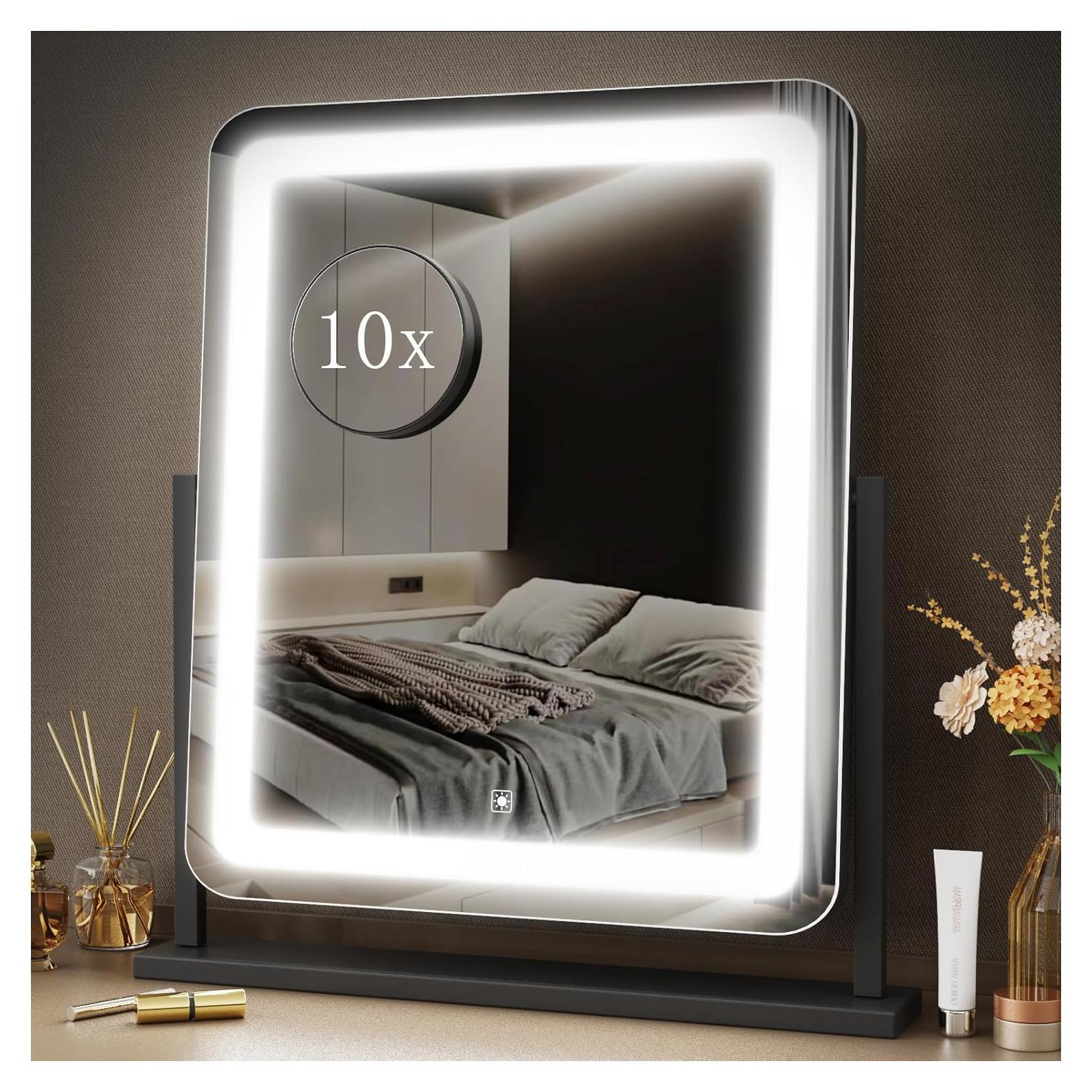 Espejo de Maquillaje LED Gvnkvn 38.6x33 cm con Aumento 10X