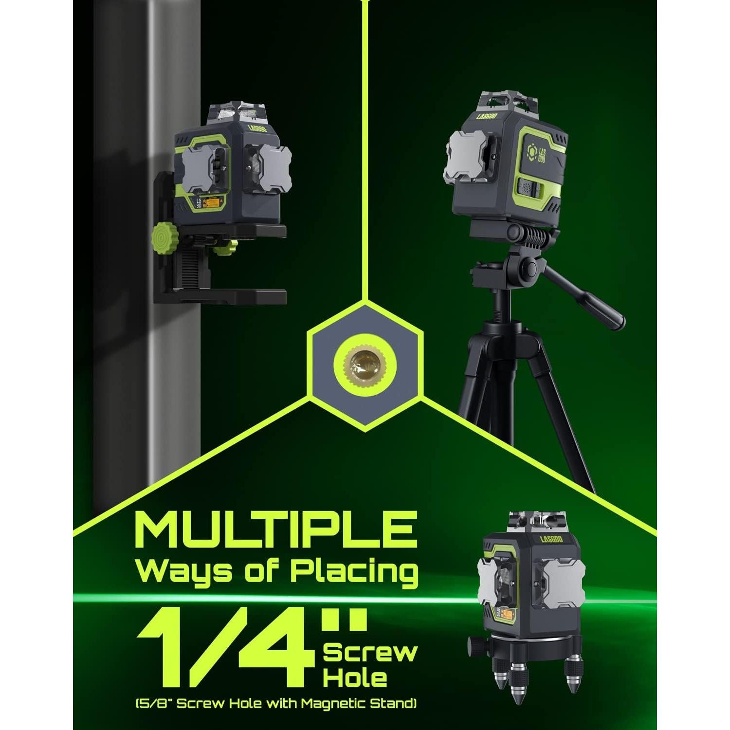 Nivel Láser 3D Autonivelante LASGOO LG-3D Verde 100m