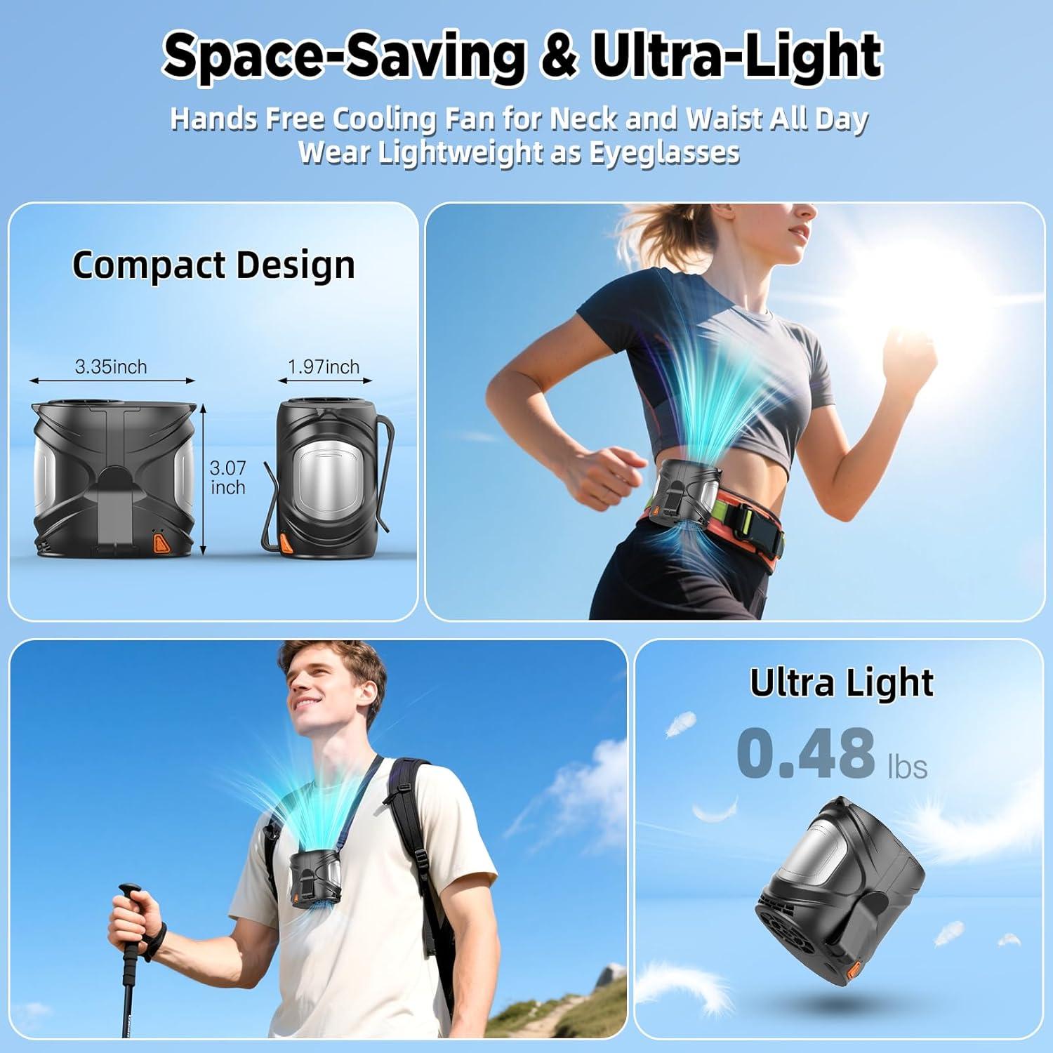 Ventilador de Cintura Portátil ABIBO Y6 6000mAh 6 Velocidades