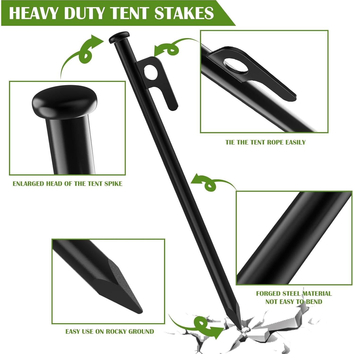 Estacas para Tienda AYAMAYA 6 PCS Acero 25,4 cm con Bolsa