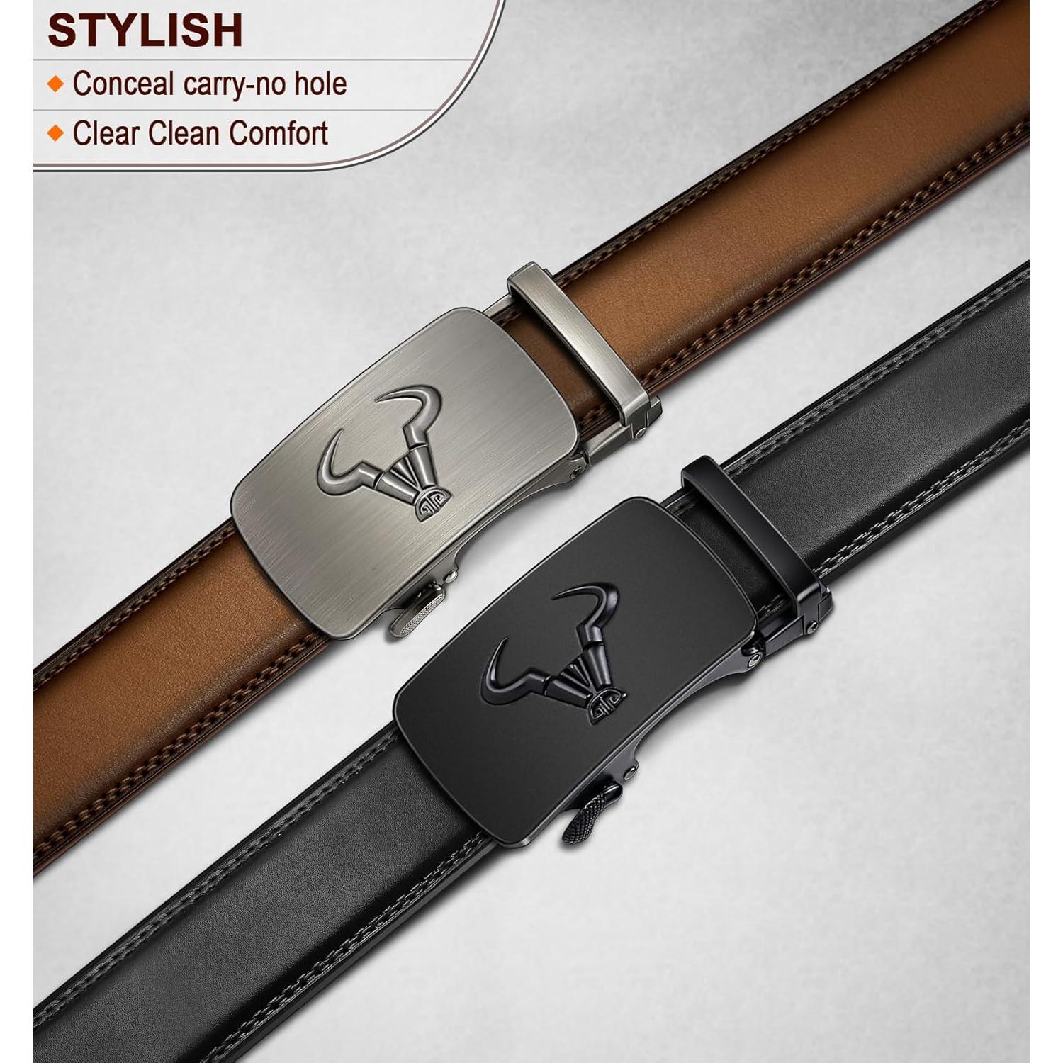 Cinturón BULLIANT 2Pack de cuero ajustable para hombres