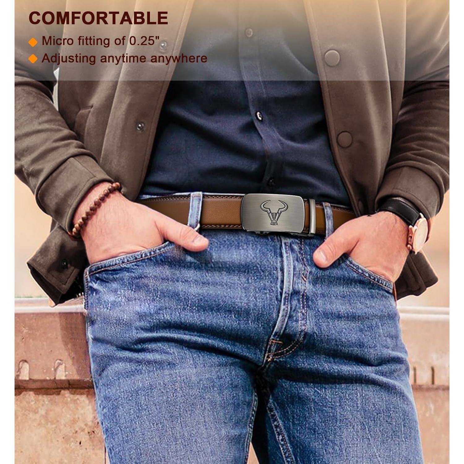 Cinturón BULLIANT 2Pack de cuero ajustable para hombres