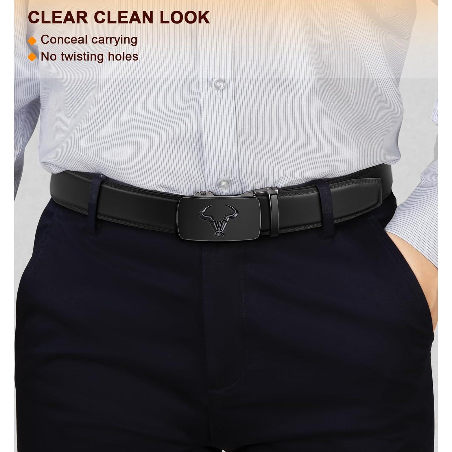 Cinturón BULLIANT 2Pack de cuero ajustable para hombres