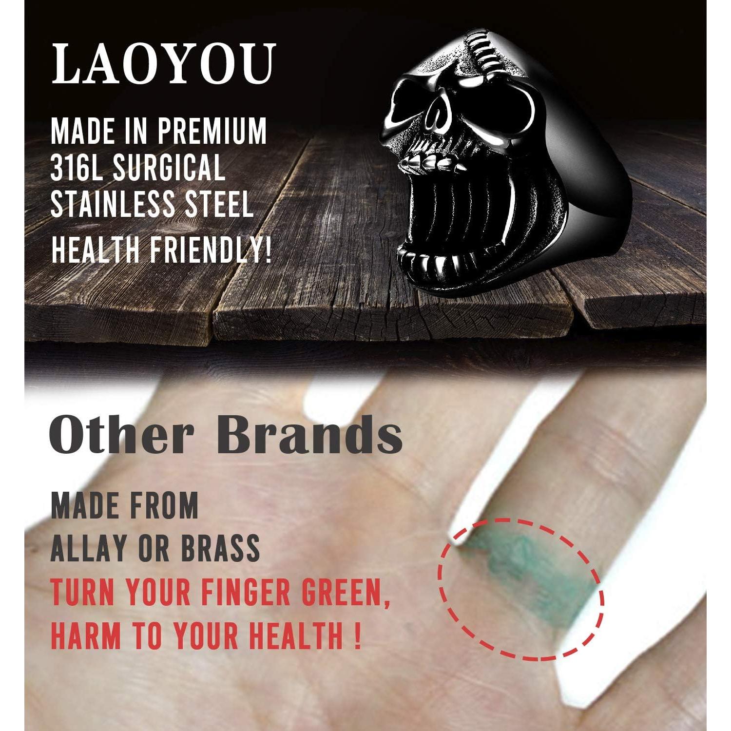 Anillo Abrebotellas Calavera LAOYOU para Hombres - Acero Inoxidable