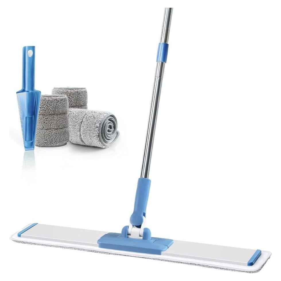 Mopa plana de microfibra CQT 61 cm con 4 almohadillas lavables