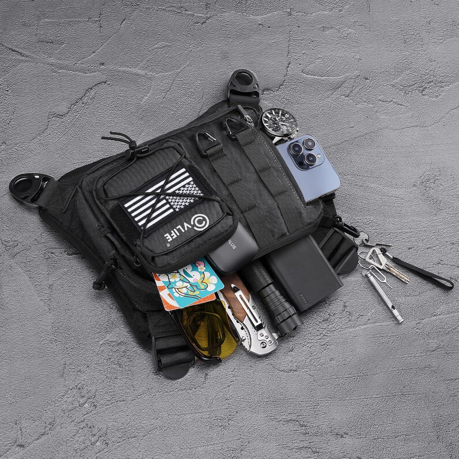 Bolsa de Pecho CVLIFE Táctica Ajustable para Correr - Negro