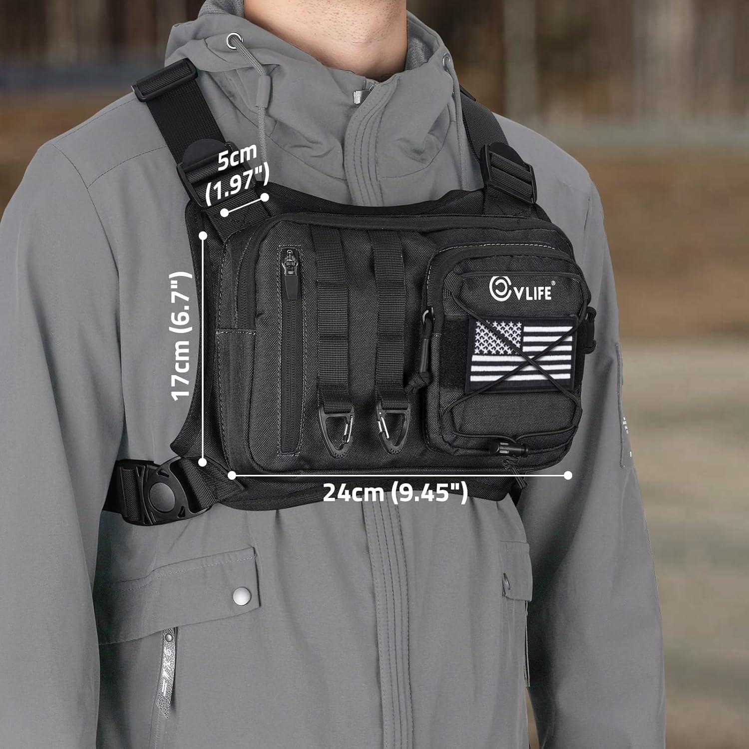 Bolsa de Pecho CVLIFE Táctica Ajustable para Correr - Negro