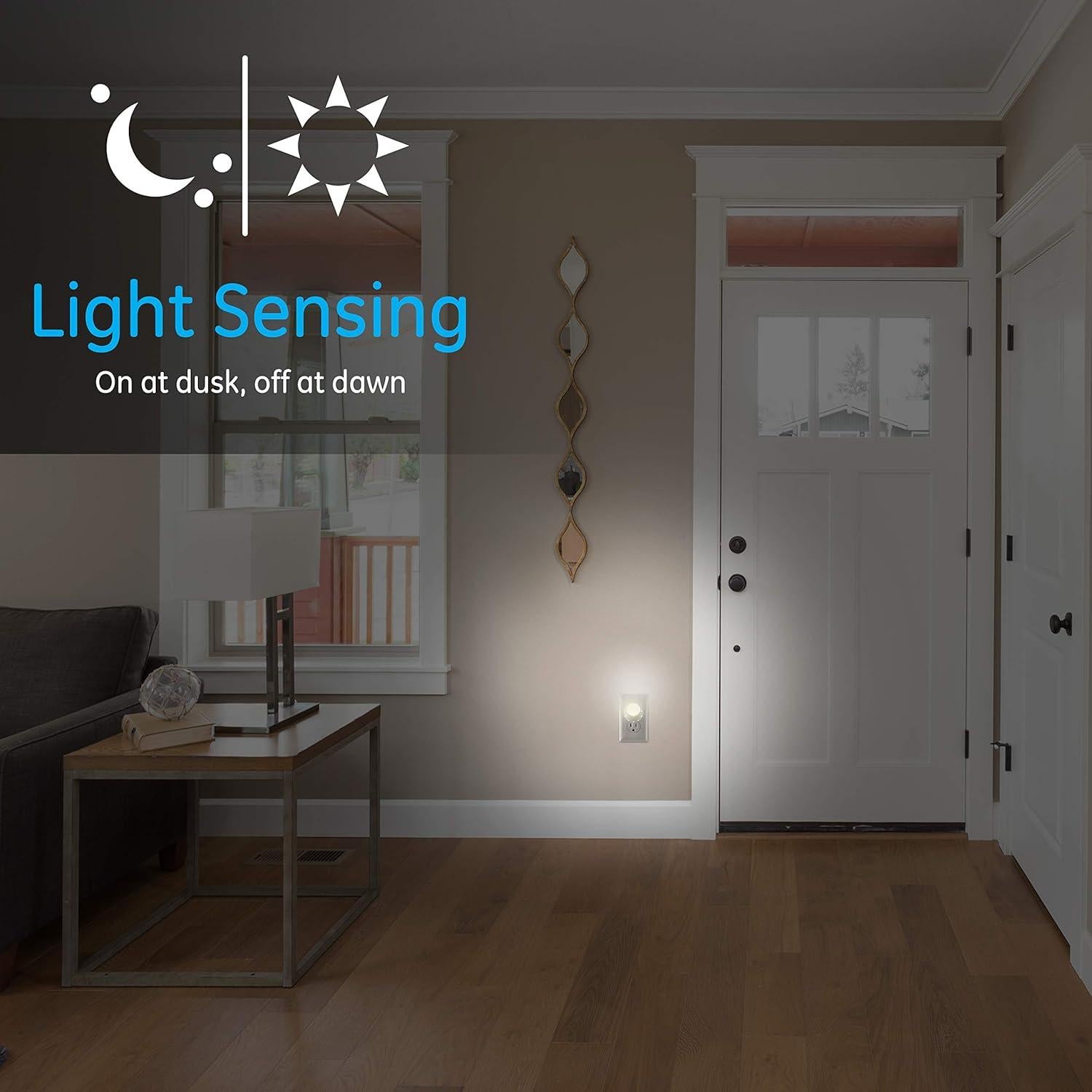 GE Rotating LED Night Light, Plug-In, 360° Directional Spotlight, Dusk to Dawn Sensor, UL-Certified, Energy Efficient, Ideal for Bedroom, Bathroom, Hallway, Stairs, 1 Pack, 50310