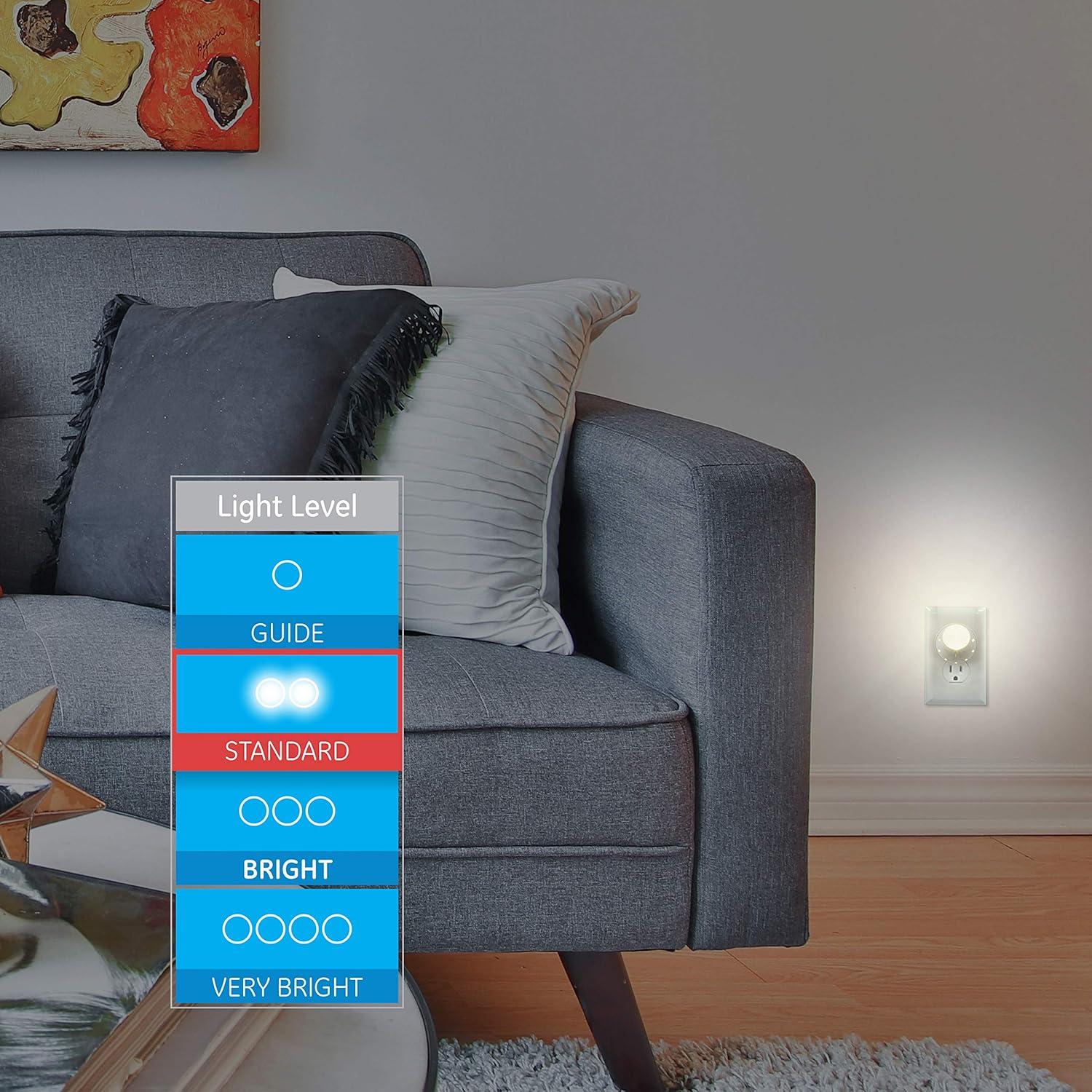 GE Rotating LED Night Light, Plug-In, 360° Directional Spotlight, Dusk to Dawn Sensor, UL-Certified, Energy Efficient, Ideal for Bedroom, Bathroom, Hallway, Stairs, 1 Pack, 50310