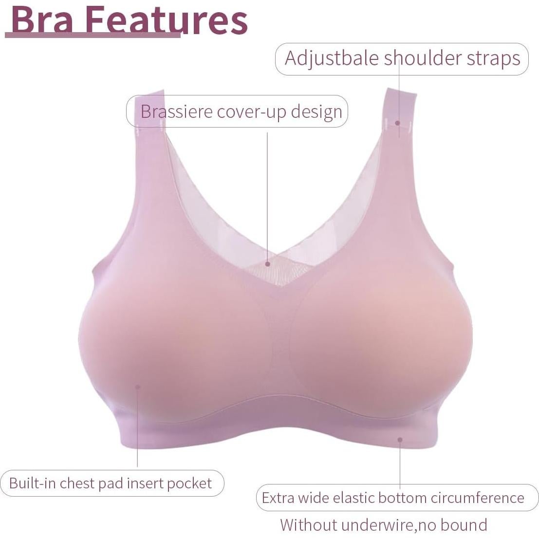 Sostén Mastectomía Sin Costuras Rosa 38 con Bolsillos