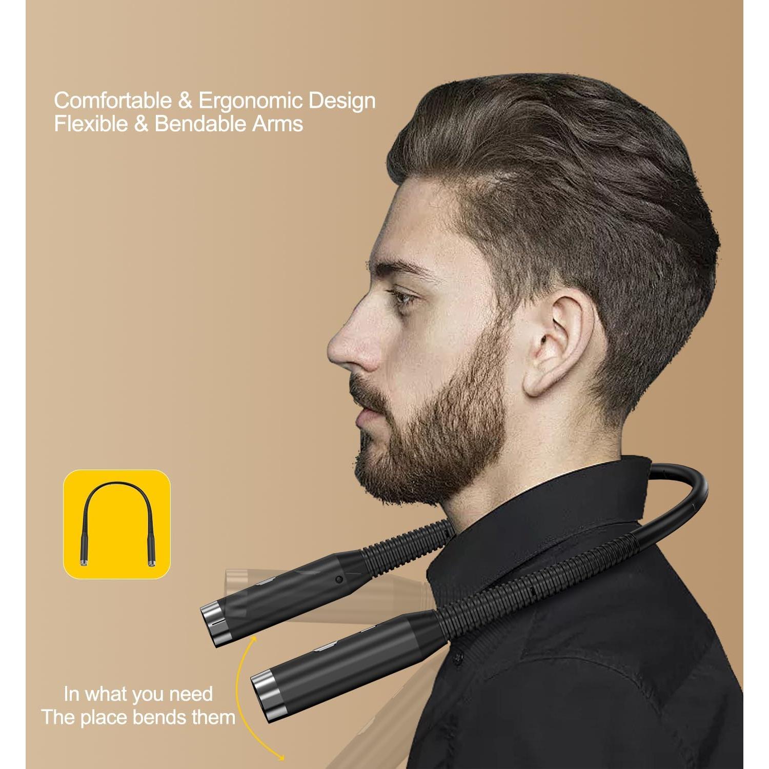 Neck Reading Light - 3-Level Brightness, Hands-Free, Rechargeable, Perfect for Reading, Knitting, Camping, Black