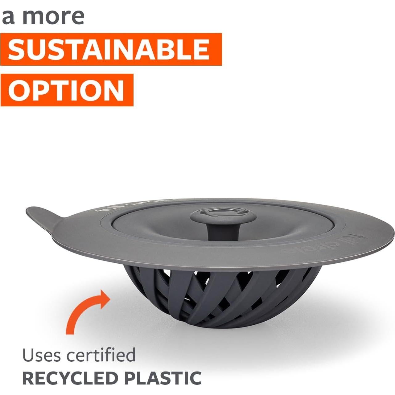 Full Circle Sinksational Sink Drain Strainer & Stopper – 2-in-1 with Separate Plug, Anti-Clog Design, Perfect Seal – 2-Pack, Gray