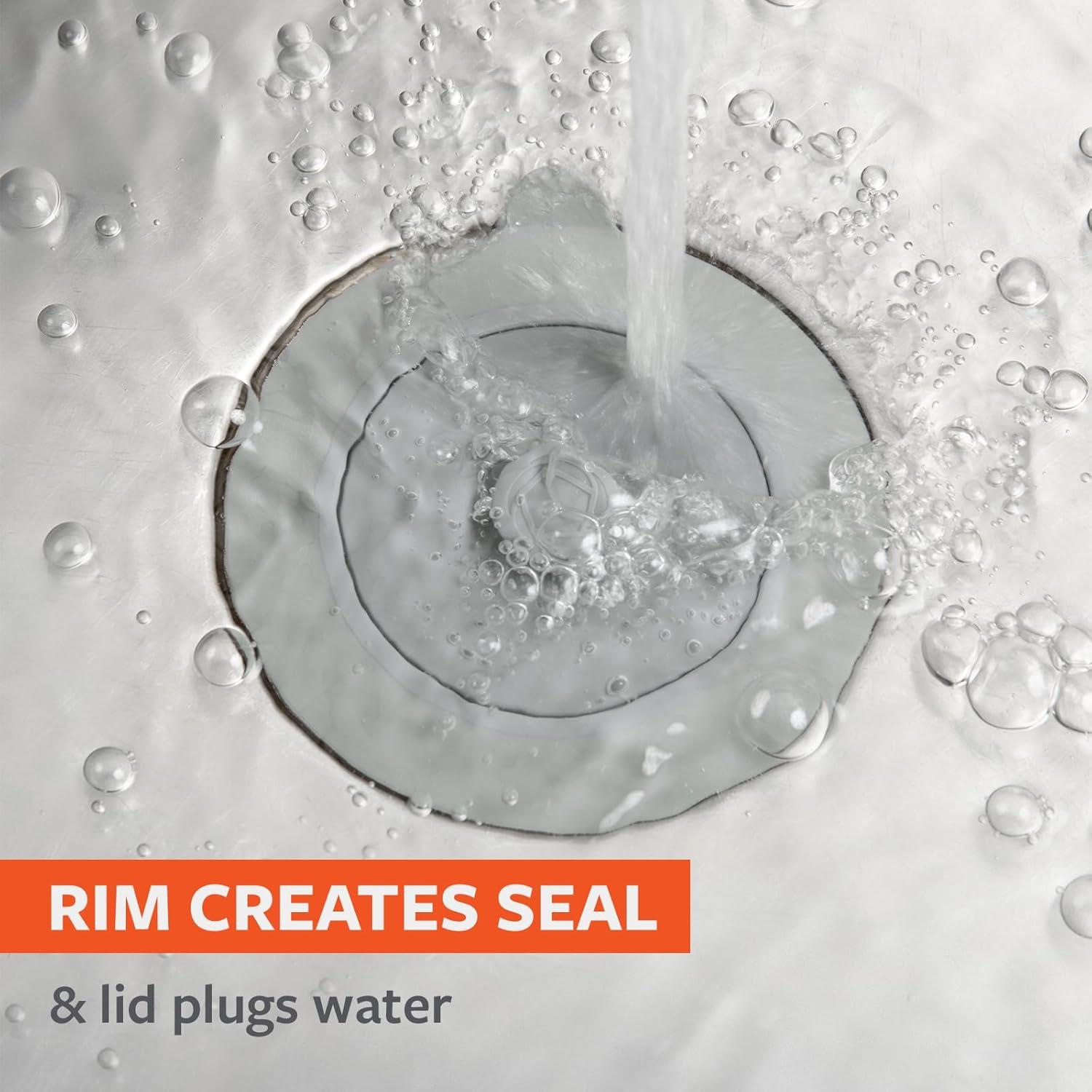 Full Circle Sinksational Sink Drain Strainer & Stopper – 2-in-1 with Separate Plug, Anti-Clog Design, Perfect Seal – 2-Pack, Gray