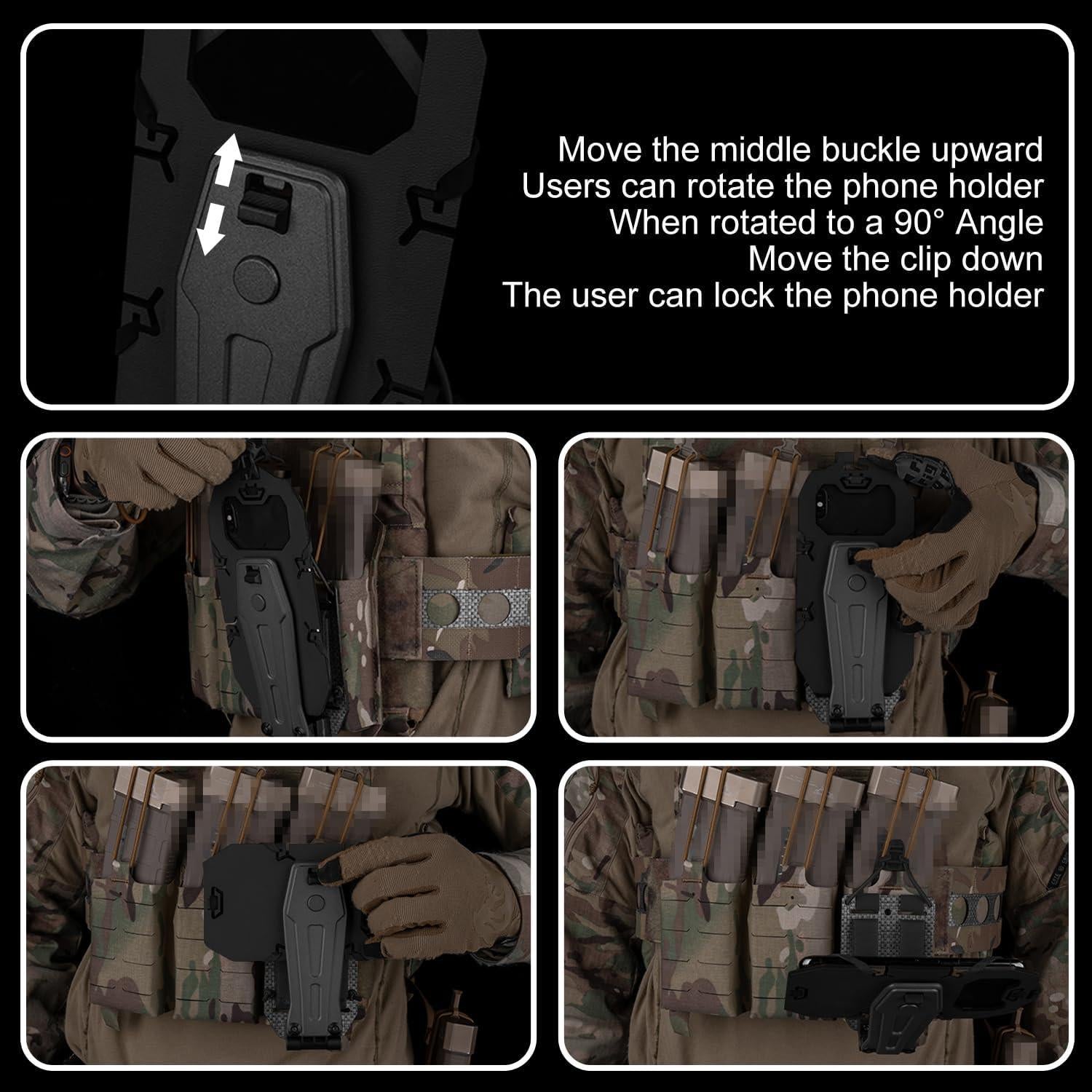 Chaleco Táctico Zhongren Soporte Teléfono Ajustable Negro