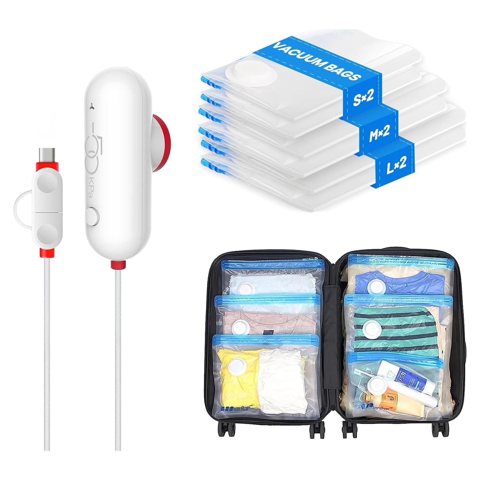 Bolsas de Almacenamiento al Vacío VMstr 6 Piezas con Bomba USB