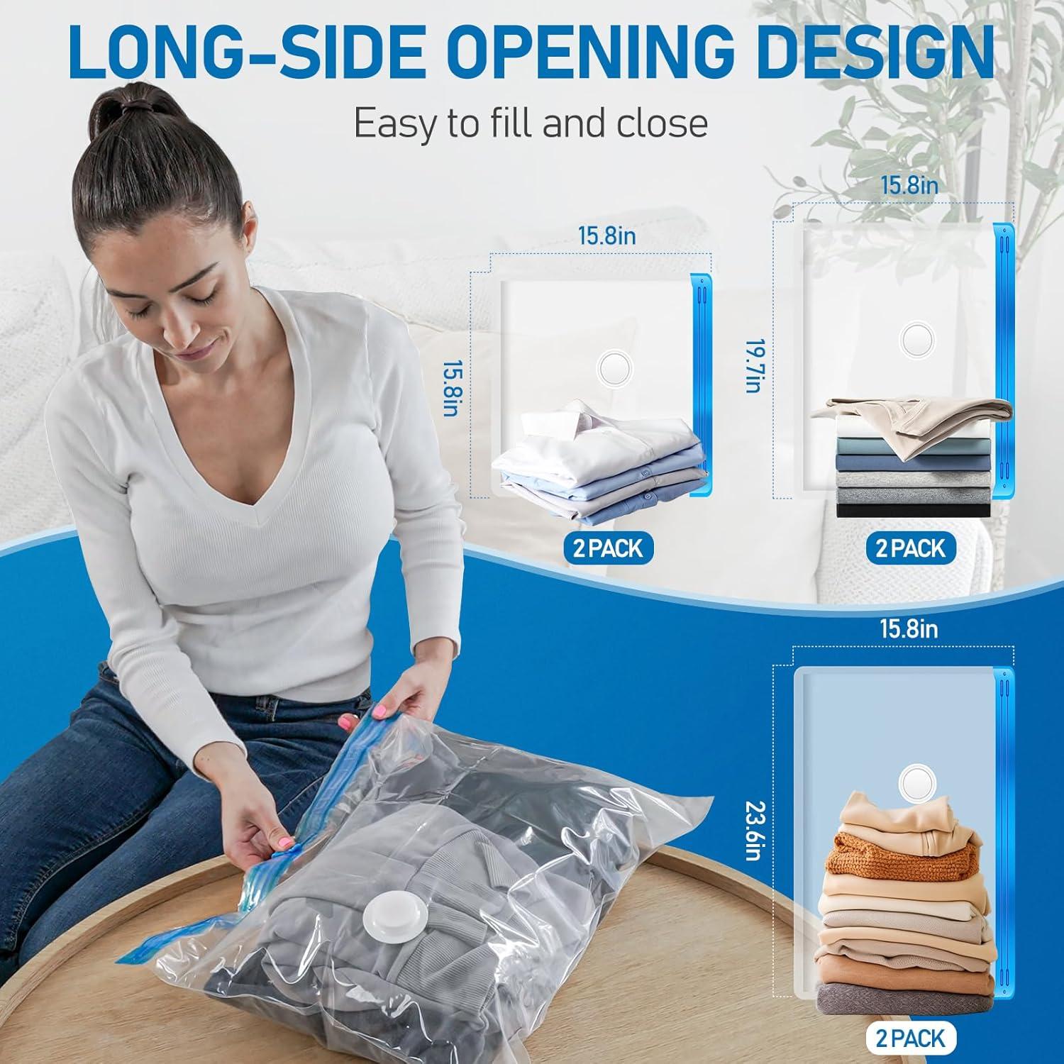 Bolsas de Almacenamiento al Vacío VMstr 6 Piezas con Bomba USB