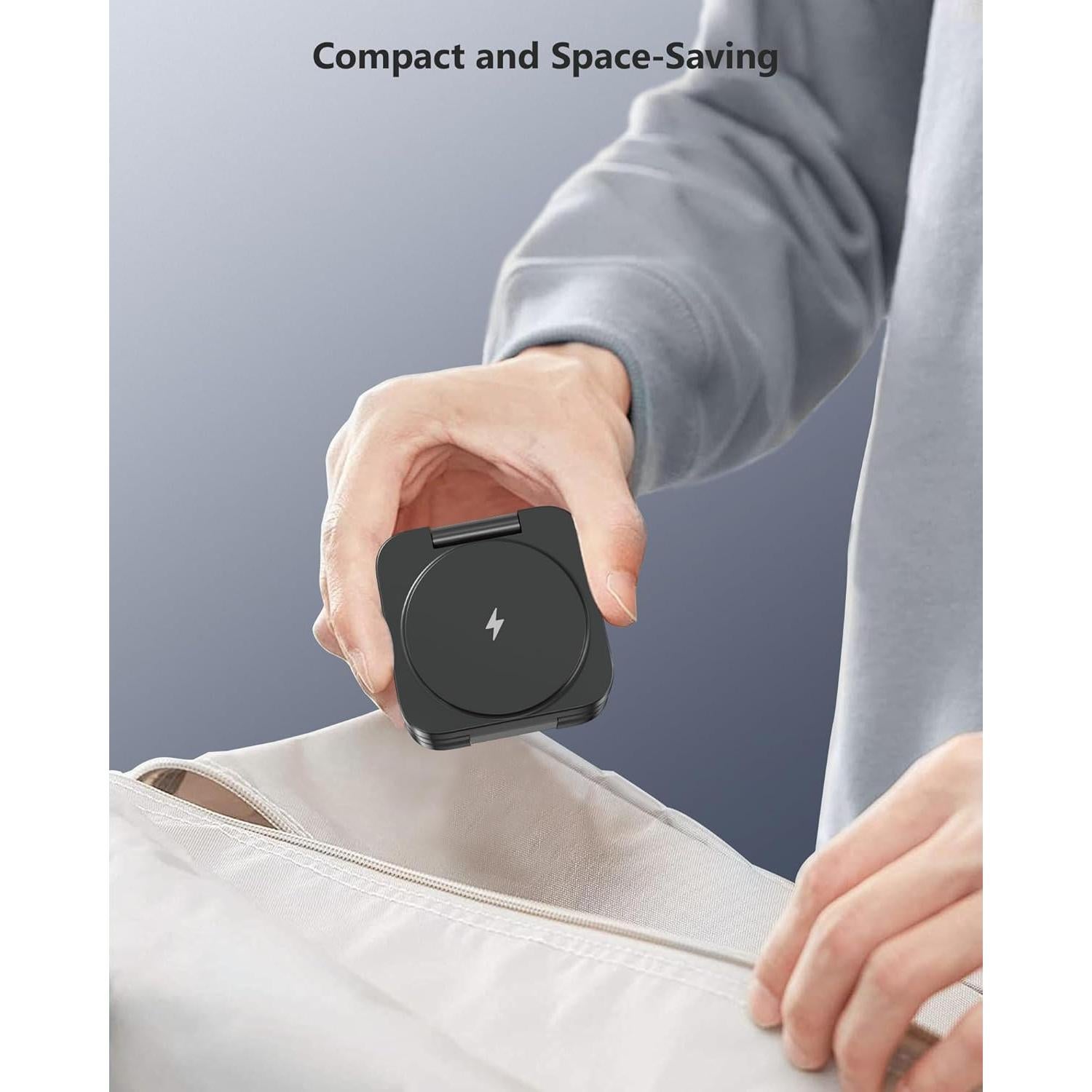 Antank 3 in 1 Charging Station for Apple, Magnetic Foldable Wireless Charger Stand, Portable Travel Charger for iPhone 16 15 14 13 12 Series, AirPods 3/2/Pro, Apple Watch Ultra/SE/9/8/7/6/5/4/3/2/1