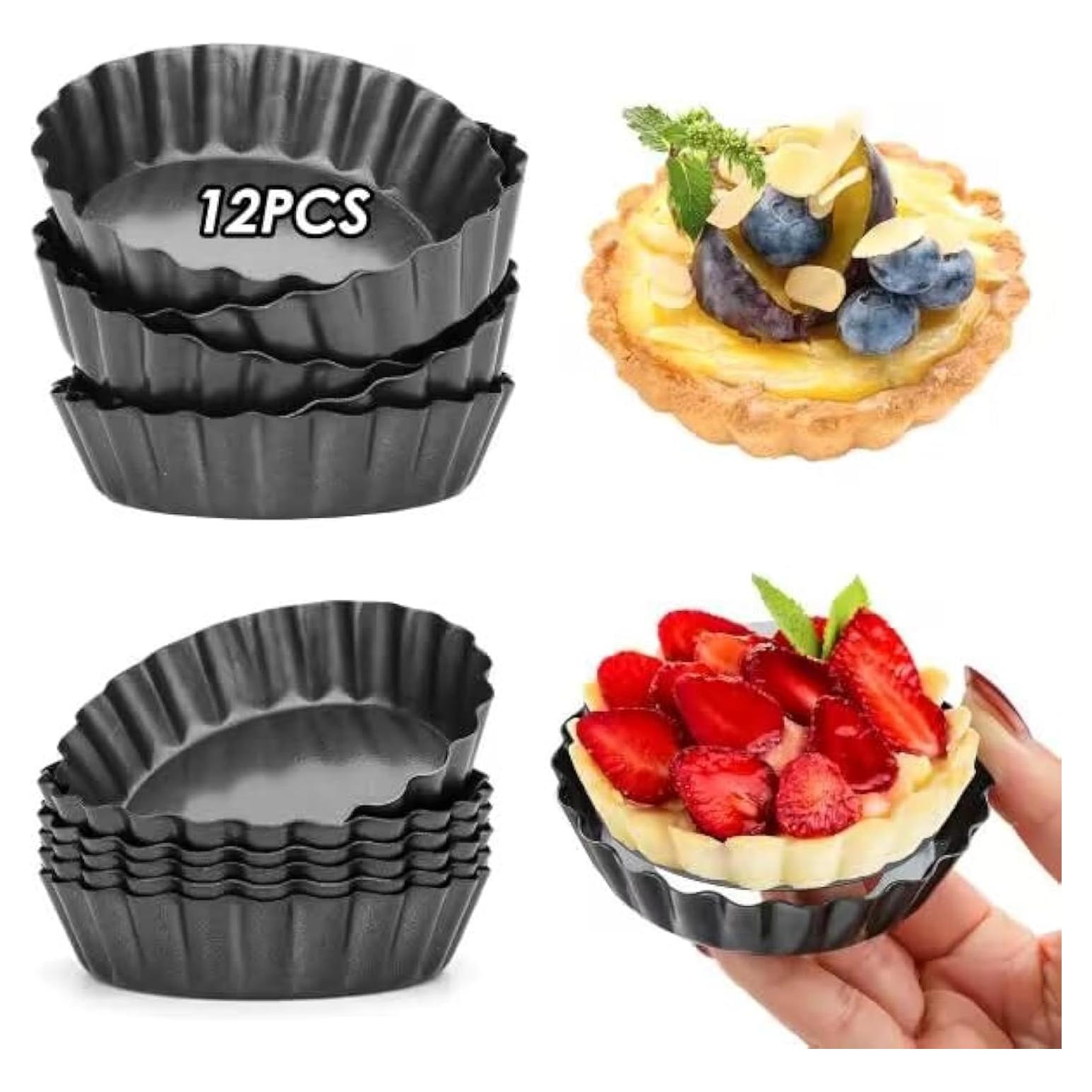 Set de 12 Mini Moldes para Tartas Swetwiny 3" Antiadherente