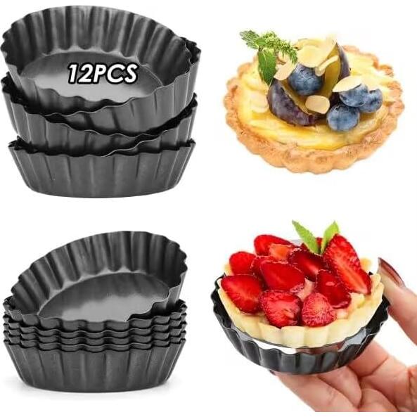 Set de 12 Mini Moldes para Tartas Swetwiny 3" Antiadherente