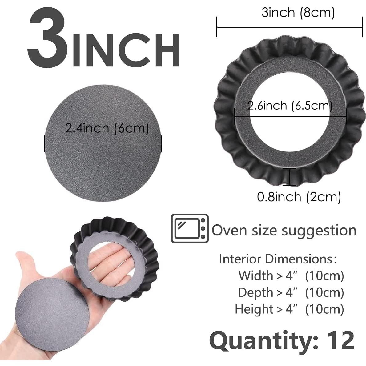 Set de 12 Mini Moldes para Tartas Swetwiny 3" Antiadherente