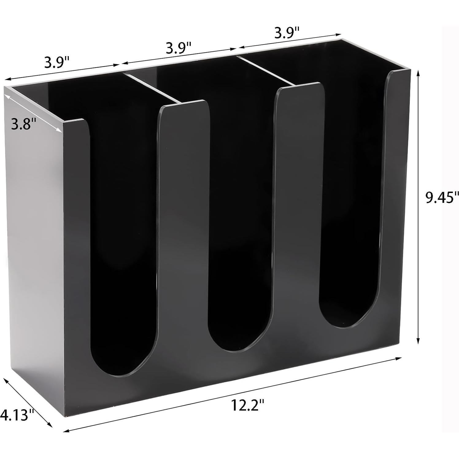 Organizador de Tazas de Café Suwimut Acrílico Negro 3 Compartimentos