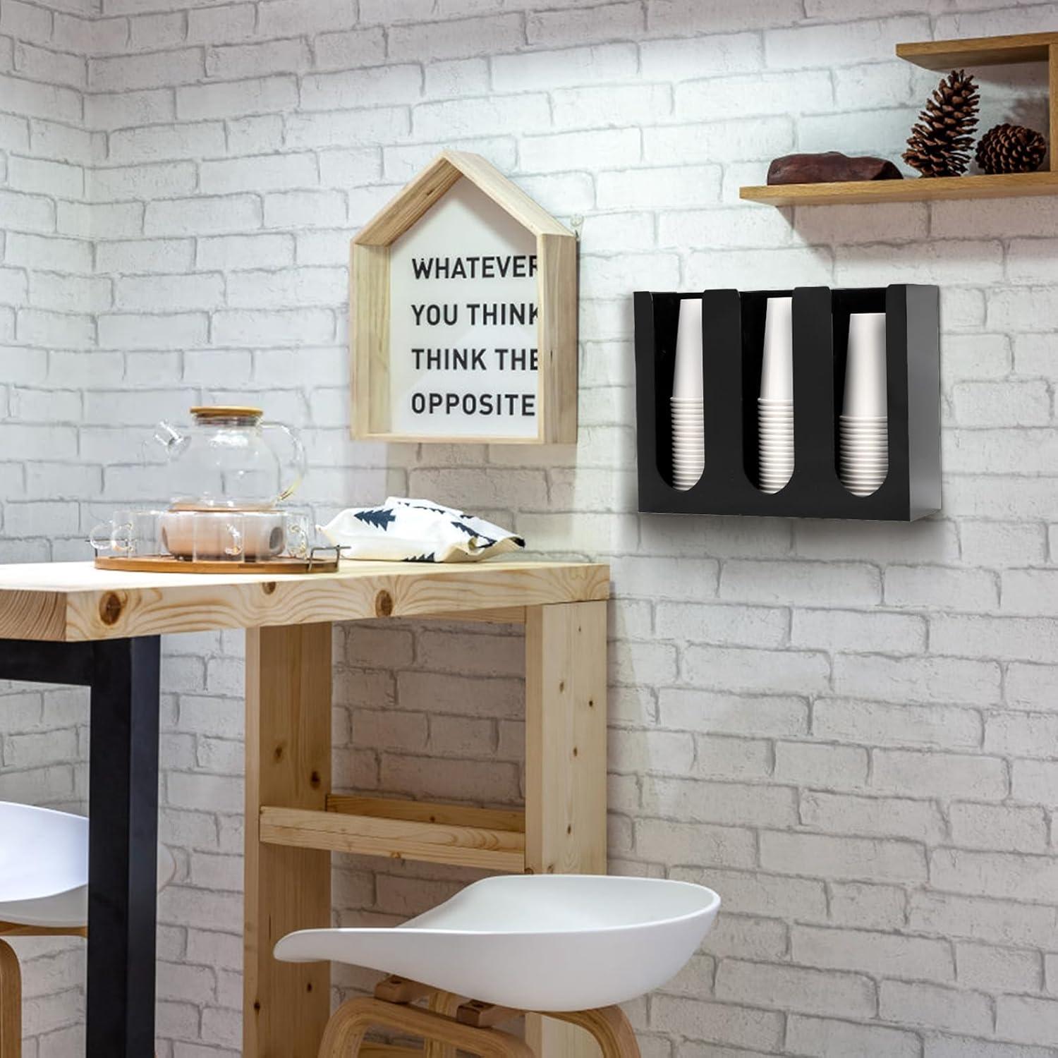 Organizador de Tazas de Café Suwimut Acrílico Negro 3 Compartimentos