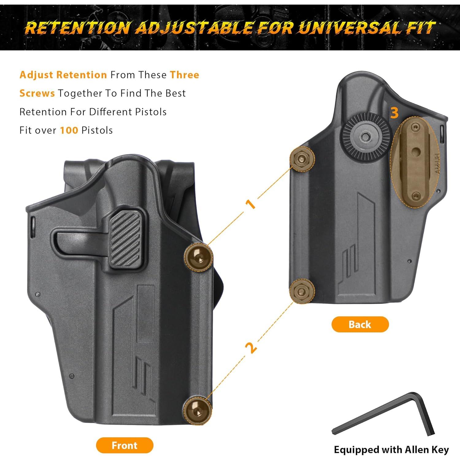 Funda OWB Universal Cavebear para 100+ Pistolas - Ajustable