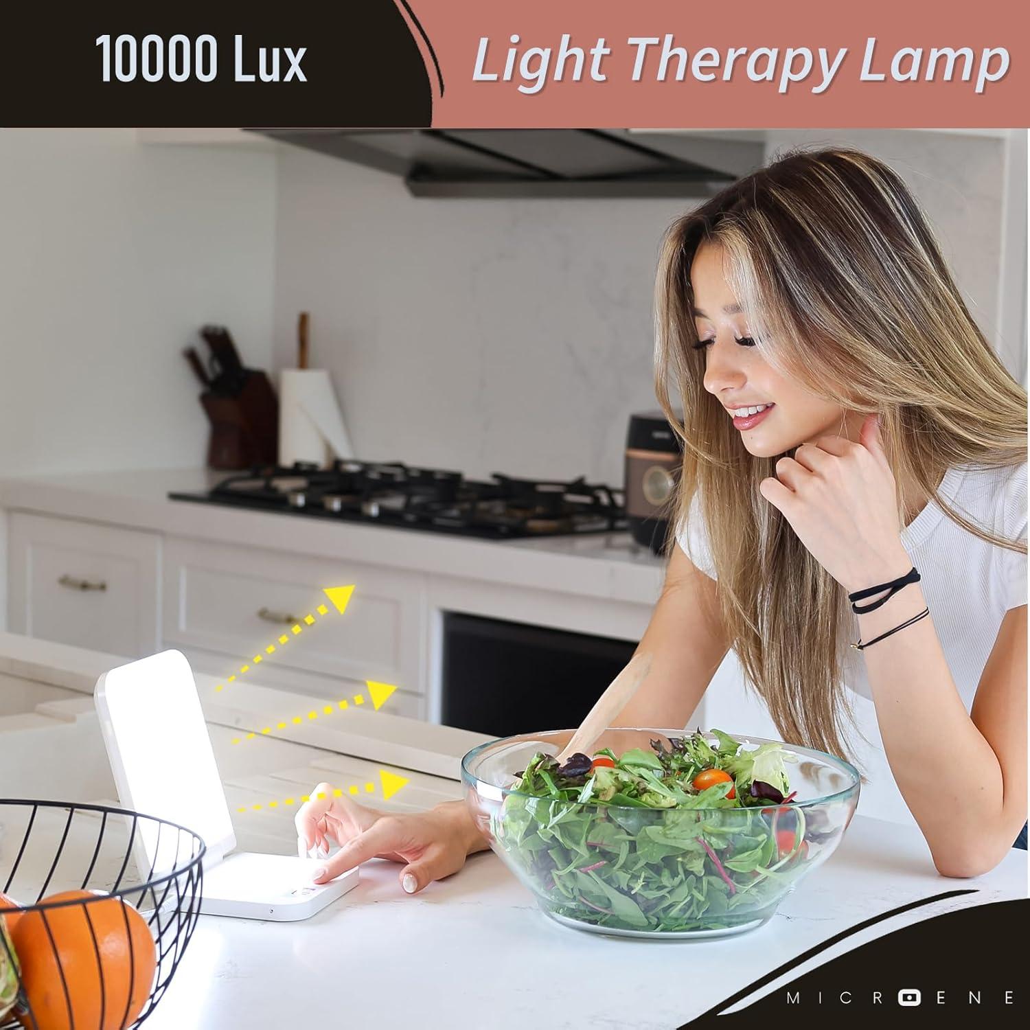 Lámpara LED Microene 10,000 Lux Cargador Inalámbrico 2 en 1