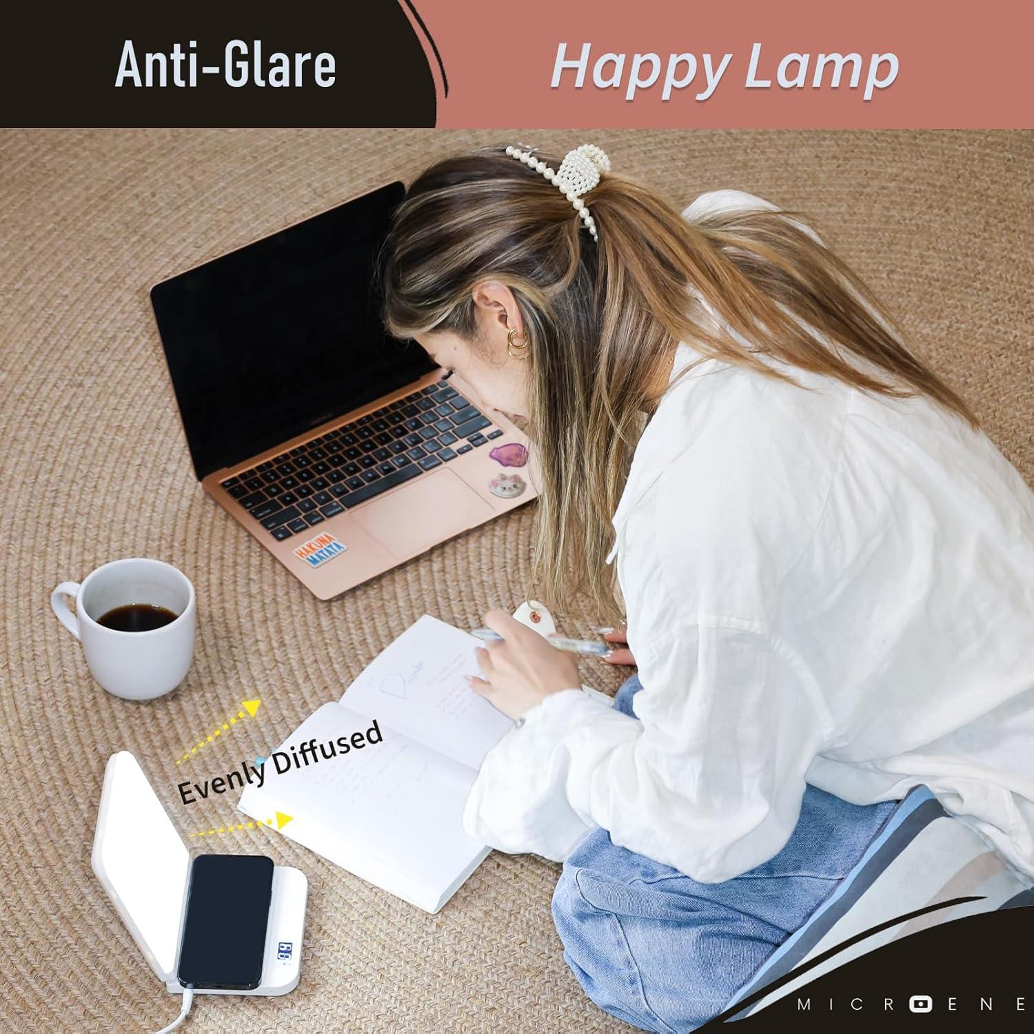 Lámpara LED Microene 10,000 Lux Cargador Inalámbrico 2 en 1