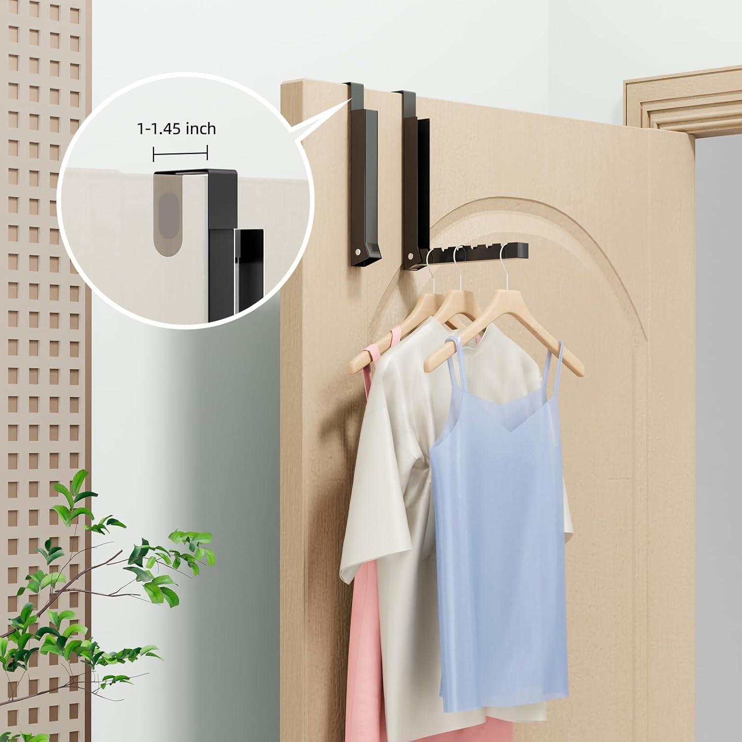 Perchero de Puerta Plegable BAKON - 2 Paquete Negro