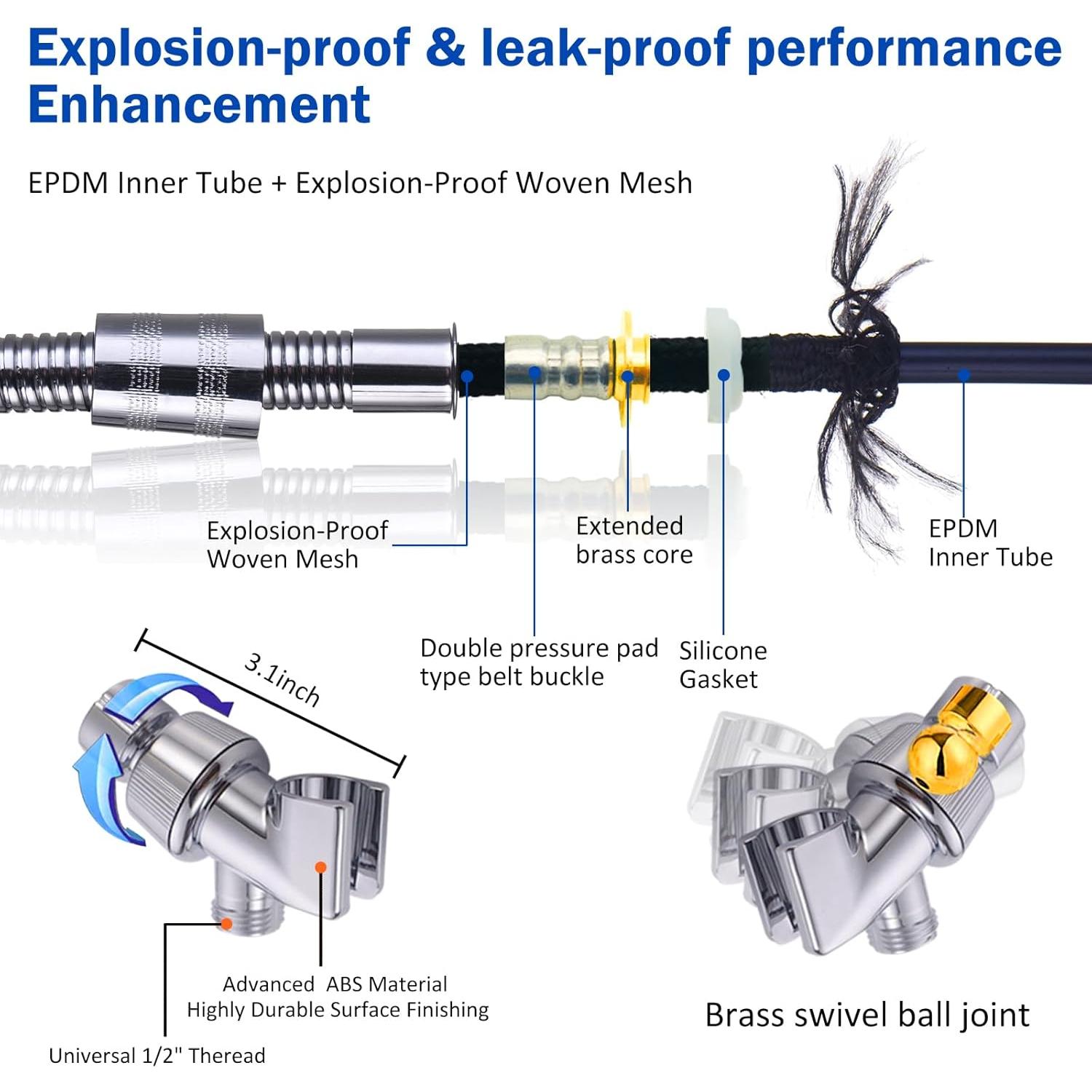 Cabezal de Ducha LED CWPW Alta Presión con Manguera 200 cm