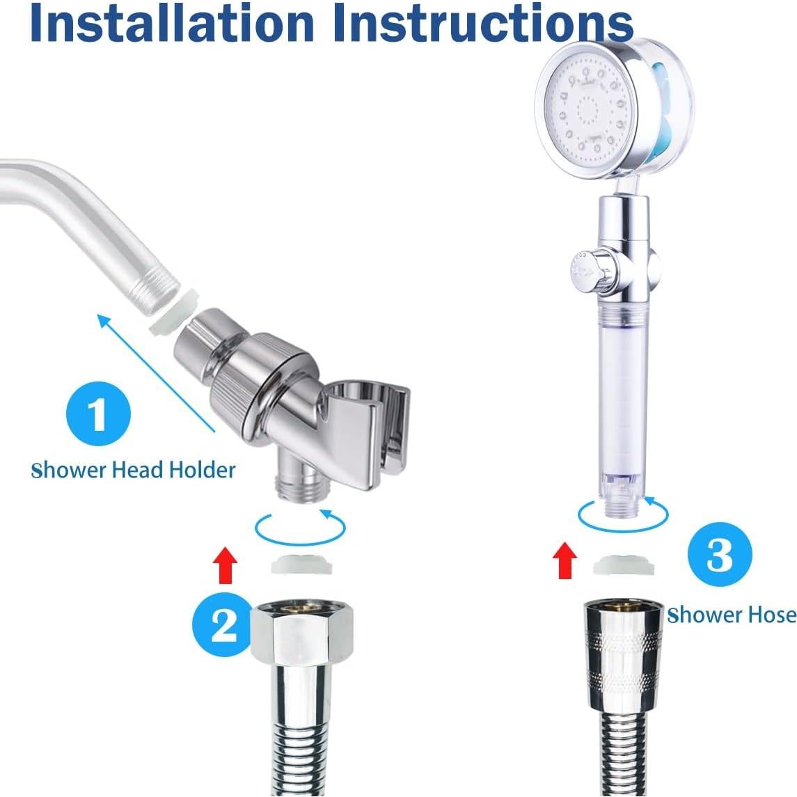 Cabezal de Ducha LED CWPW Alta Presión con Manguera 200 cm