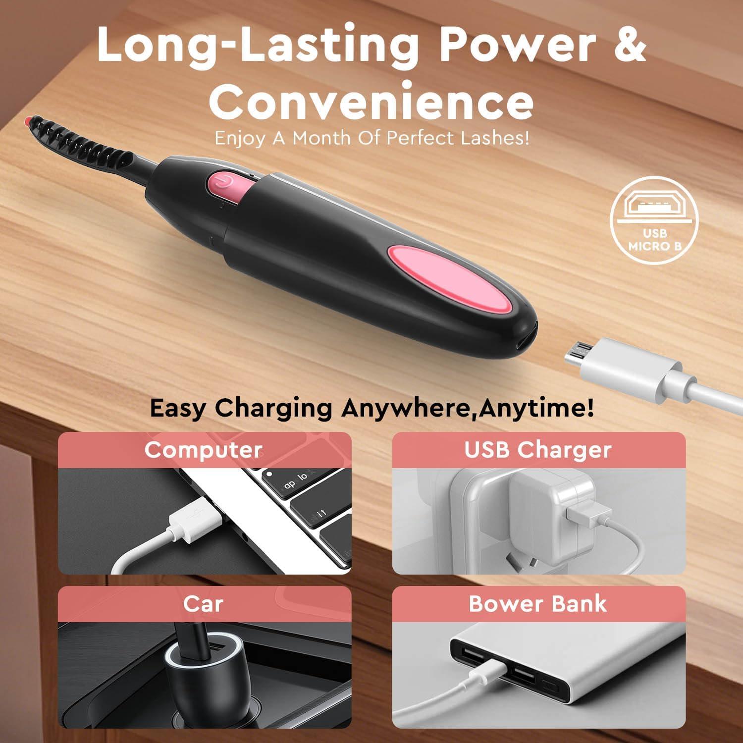 Rizador de Pestañas Eléctrico Vexarabug Negro - Calentamiento Rápido