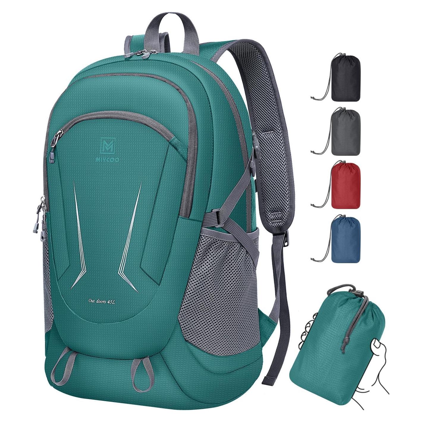 MIYCOO Mochila Plegable 45L Impermeable Verde para Viajes