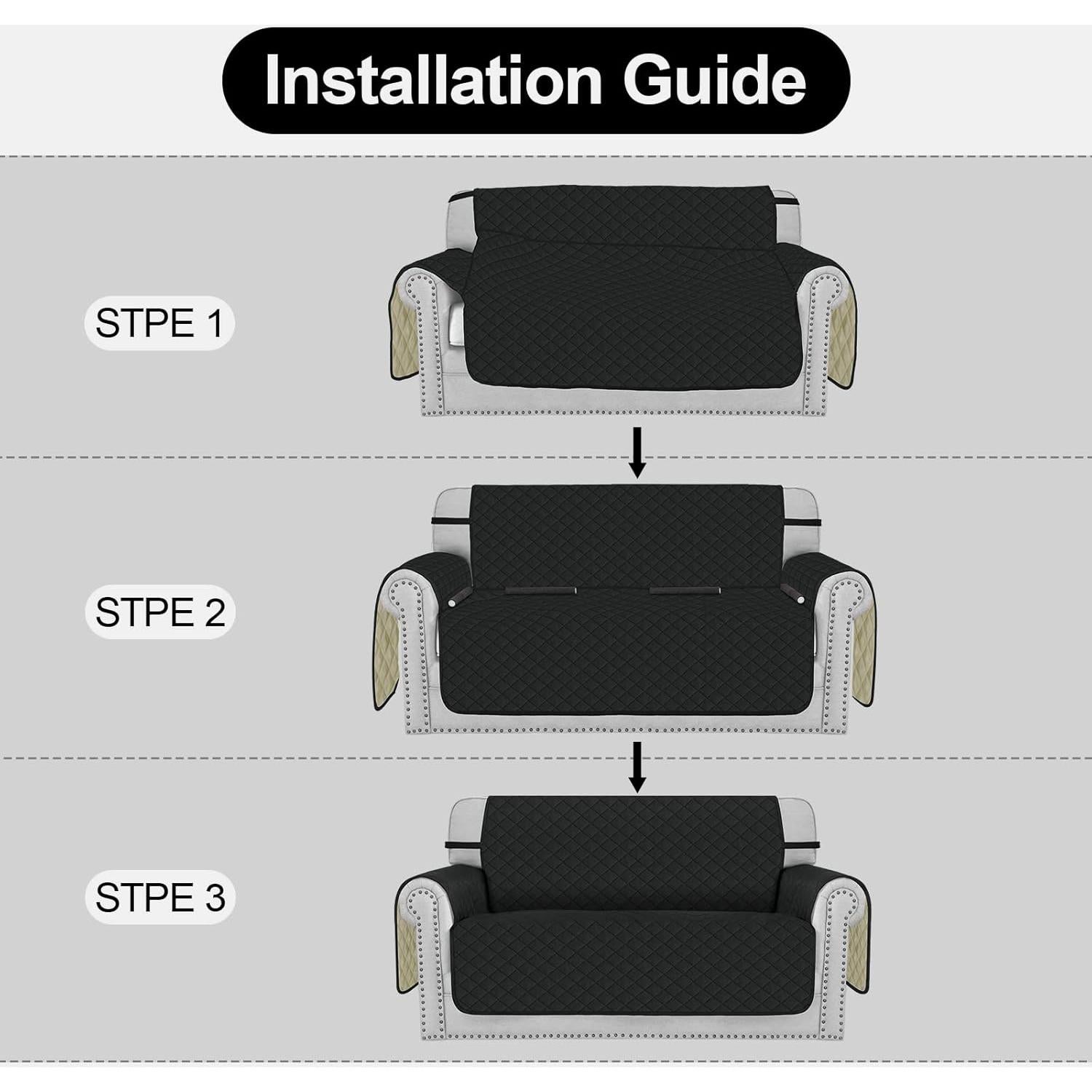 Funda de Sofá Deeky Lavable para Mascotas Mediana Negro/Beige