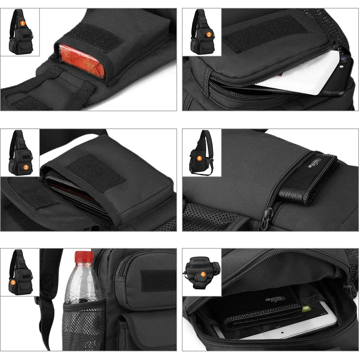 CamGo Bolsa Táctica de Pecho Negra 19x9x26 cm Impermeable