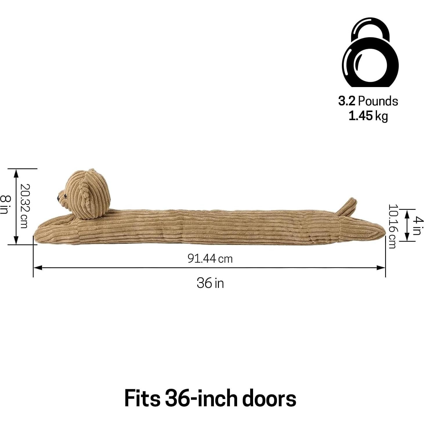 SWISSELITE 36 Inch Under Door Stopper, Decorative Door Noise Blocker, Weighted 3.2 Pounds Animal Air Draft Stopper Soundproof Energy Saver for Door & Window
