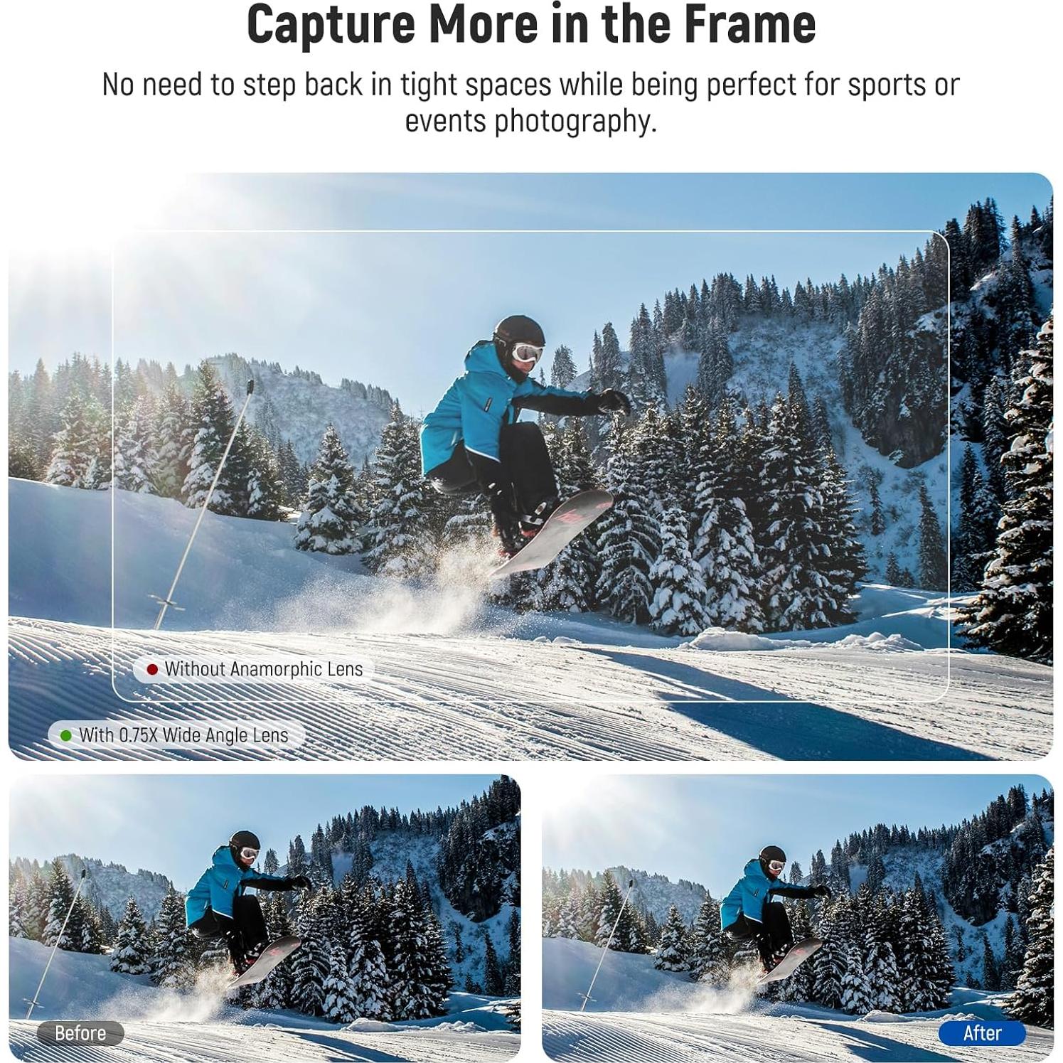 NEEWER 0.75X Wide Angle Lens Compatible with DJI OSMO Pocket 3 Creator Combo Accessories, Expanded FOV of 108°, Magnetic Coated Aspherical Action Camera Lens, LS-45