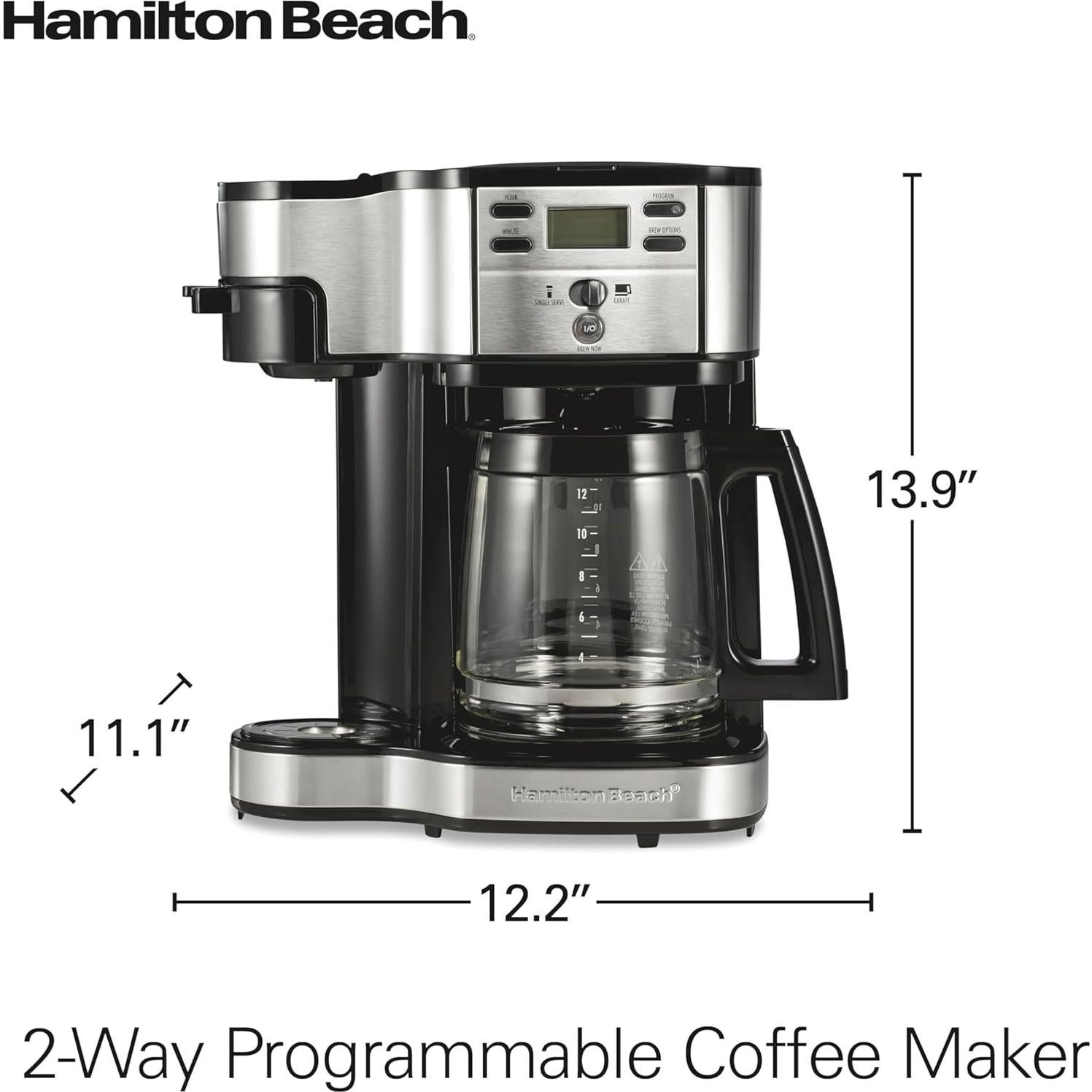 Cafetera Programable Hamilton Beach 2-Vías 12 Tazas Negra