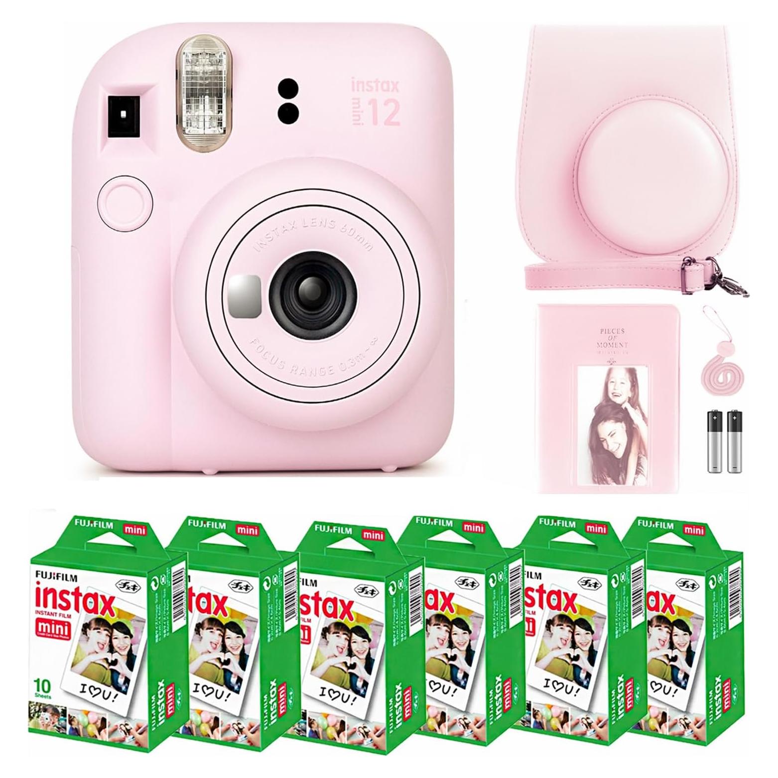 Cámara Fujifilm Instax Mini 12 Rosa + Película 60 Hojas