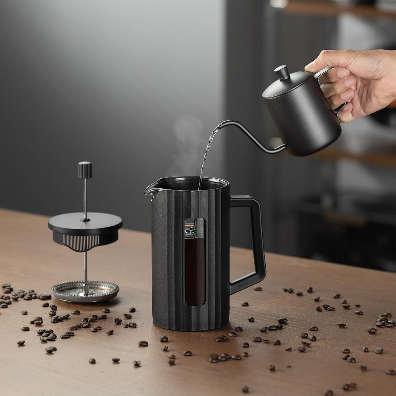 Prensa Francesa TheJze 20 oz Vidrio Borosilicato Negro