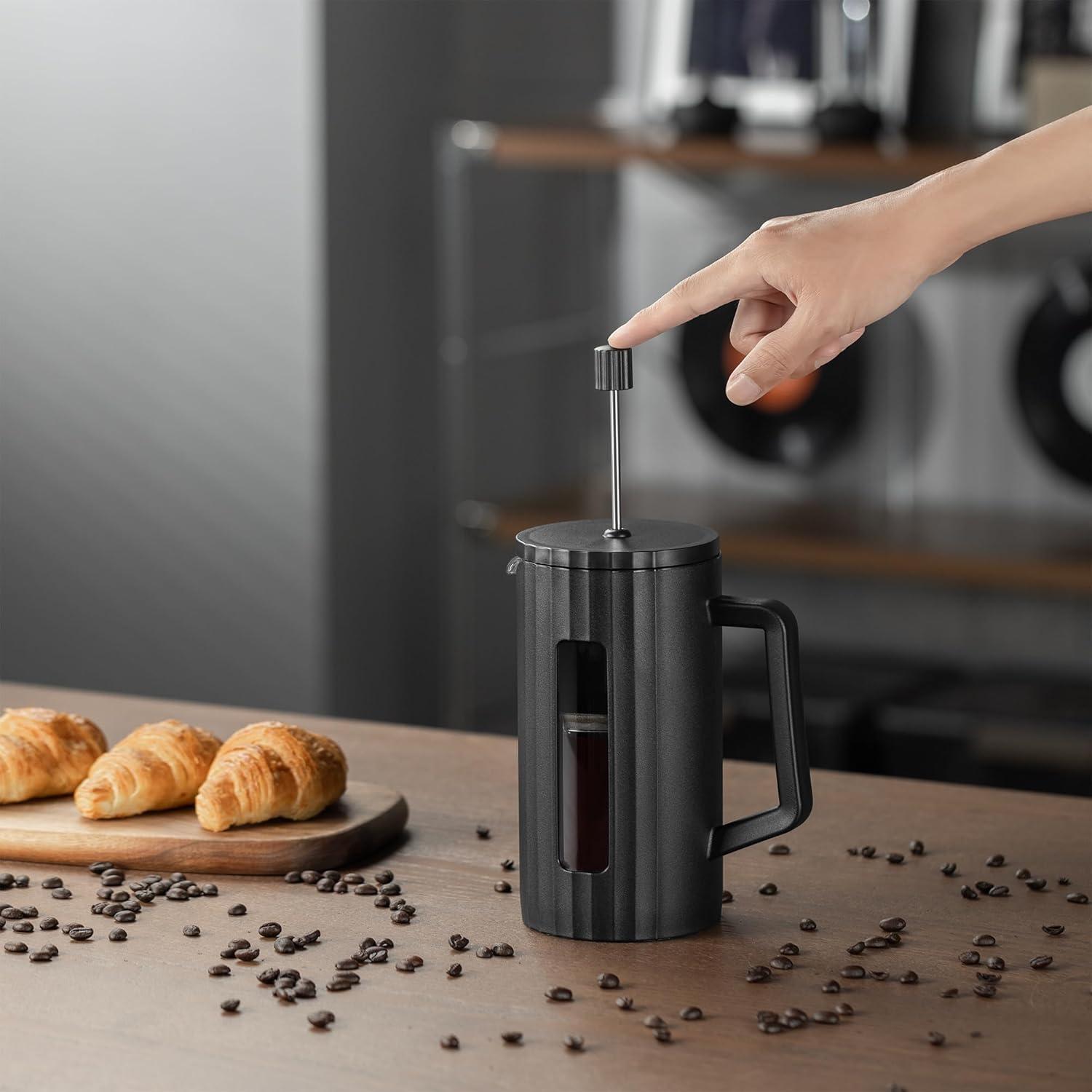 Prensa Francesa TheJze 20 oz Vidrio Borosilicato Negro