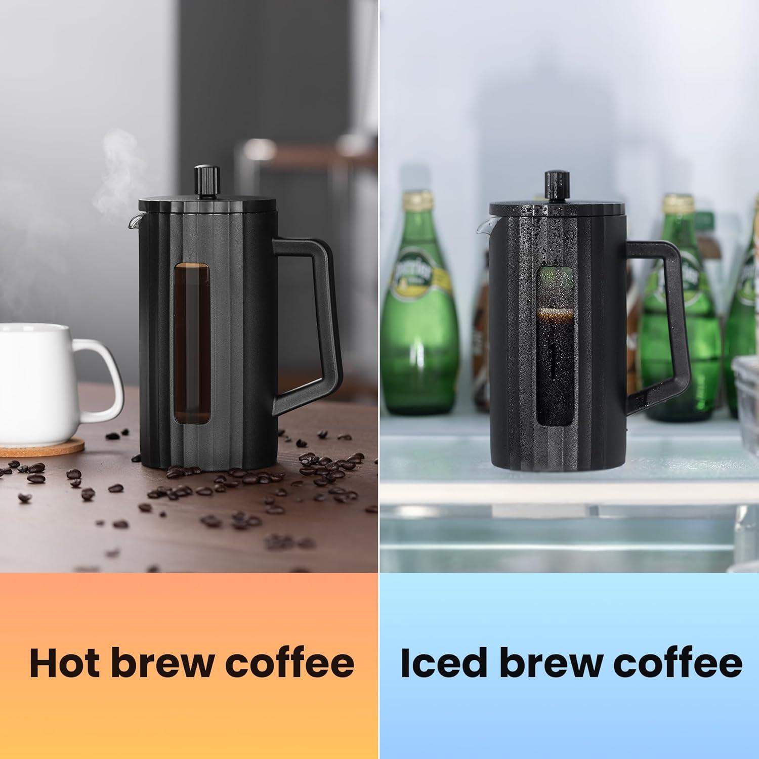 Prensa Francesa TheJze 20 oz Vidrio Borosilicato Negro