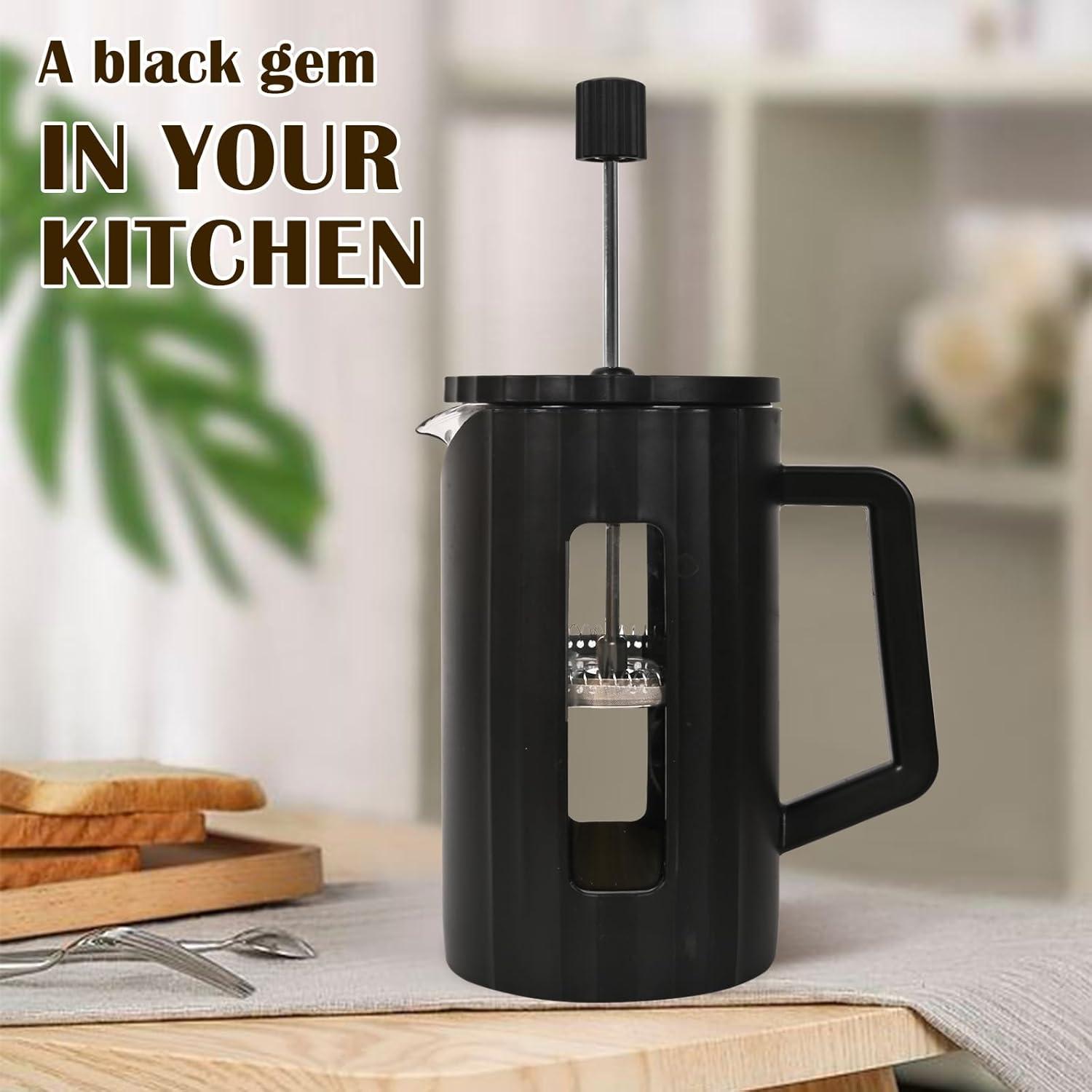 Prensa Francesa TheJze 20 oz Vidrio Borosilicato Negro