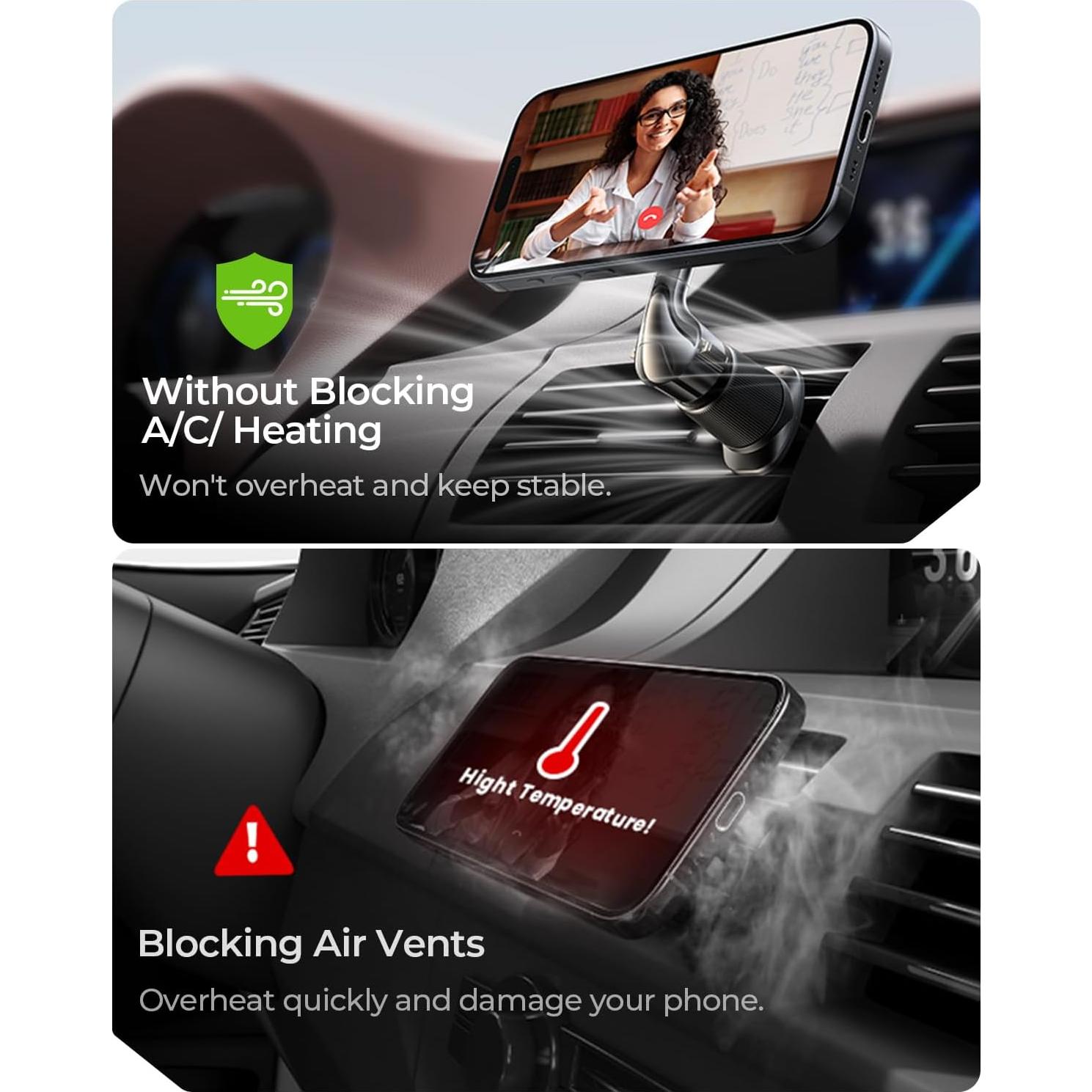 Soporte de Coche Magnético MRGLAS MagSafe 40 Imanes 360°