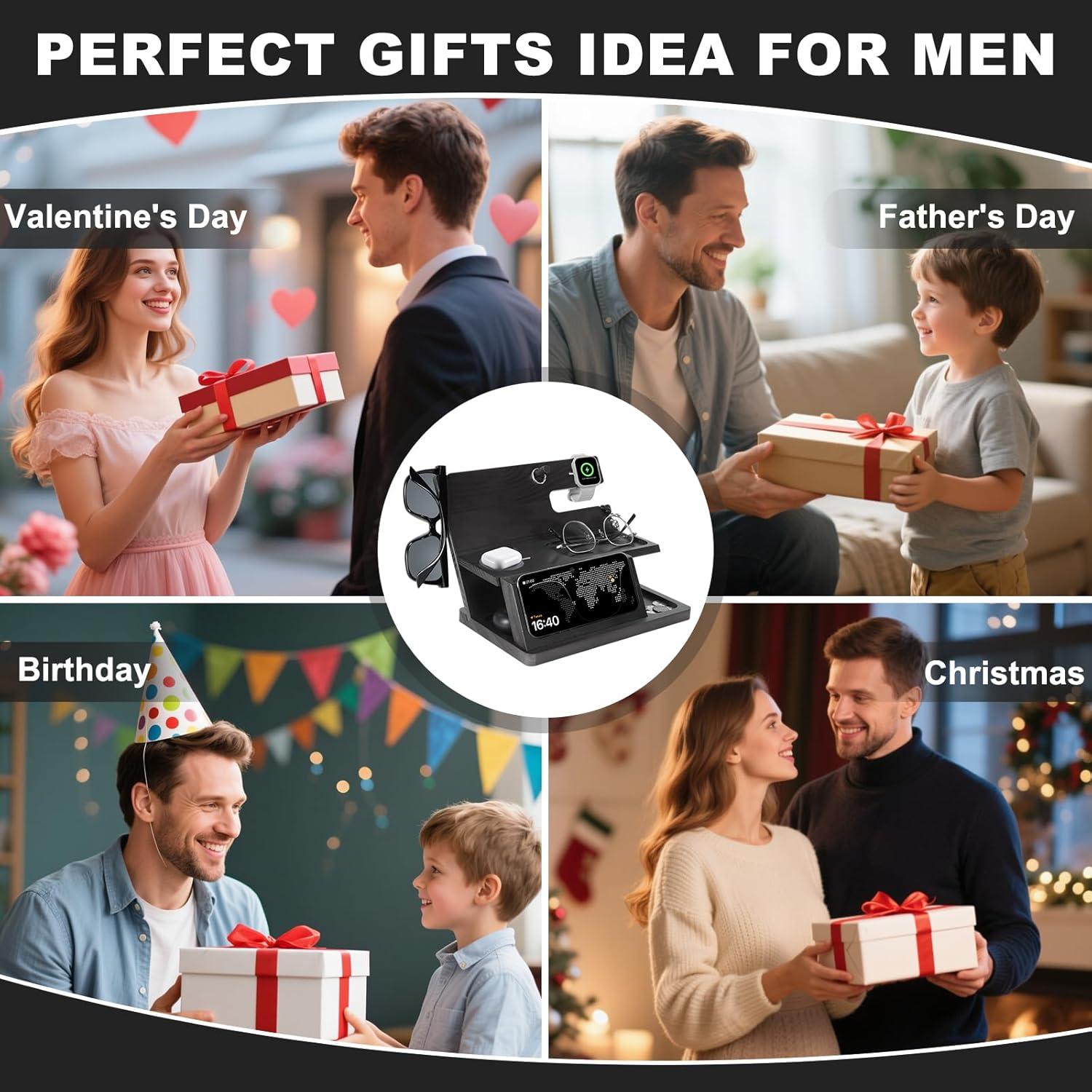 Soporte de Carga 3-en-1 AliveByte para iPhone 16, Madera