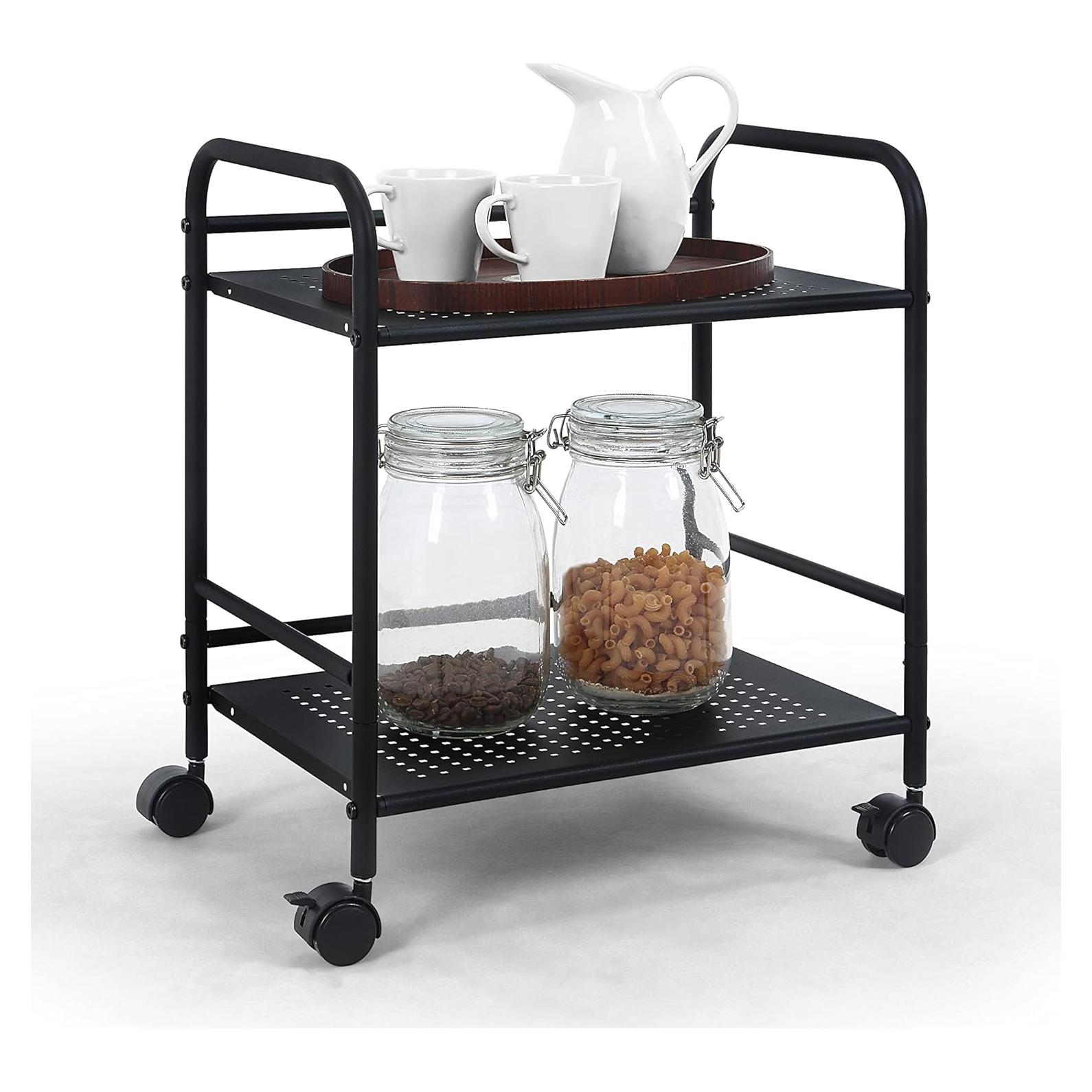 Carro de Almacenamiento Metálico SunnyPoint 2 Niveles Negro