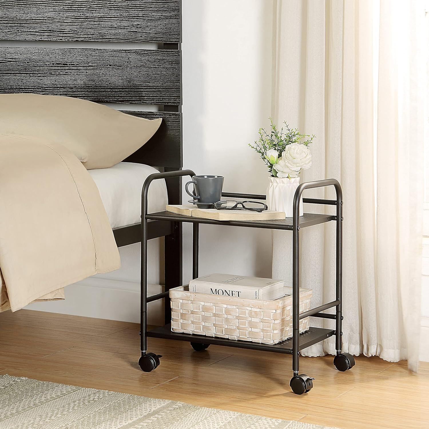 Carro de Almacenamiento Metálico SunnyPoint 2 Niveles Negro